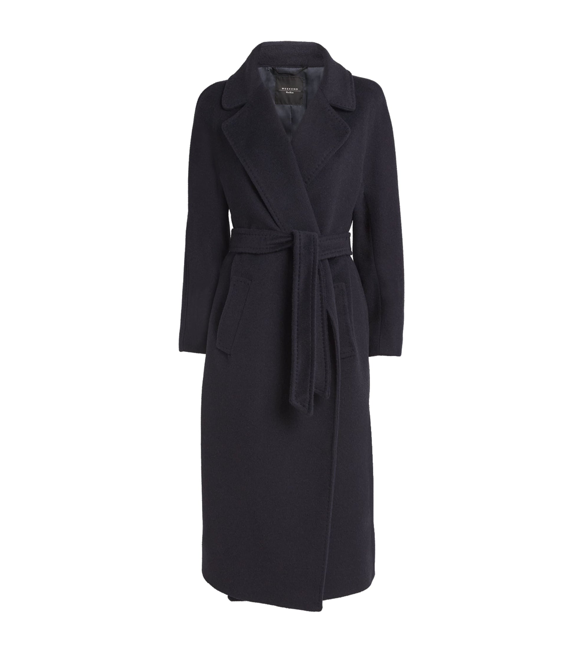 Weekend Max Mara Blue Wool-Alpaca-Blend Belted Coat