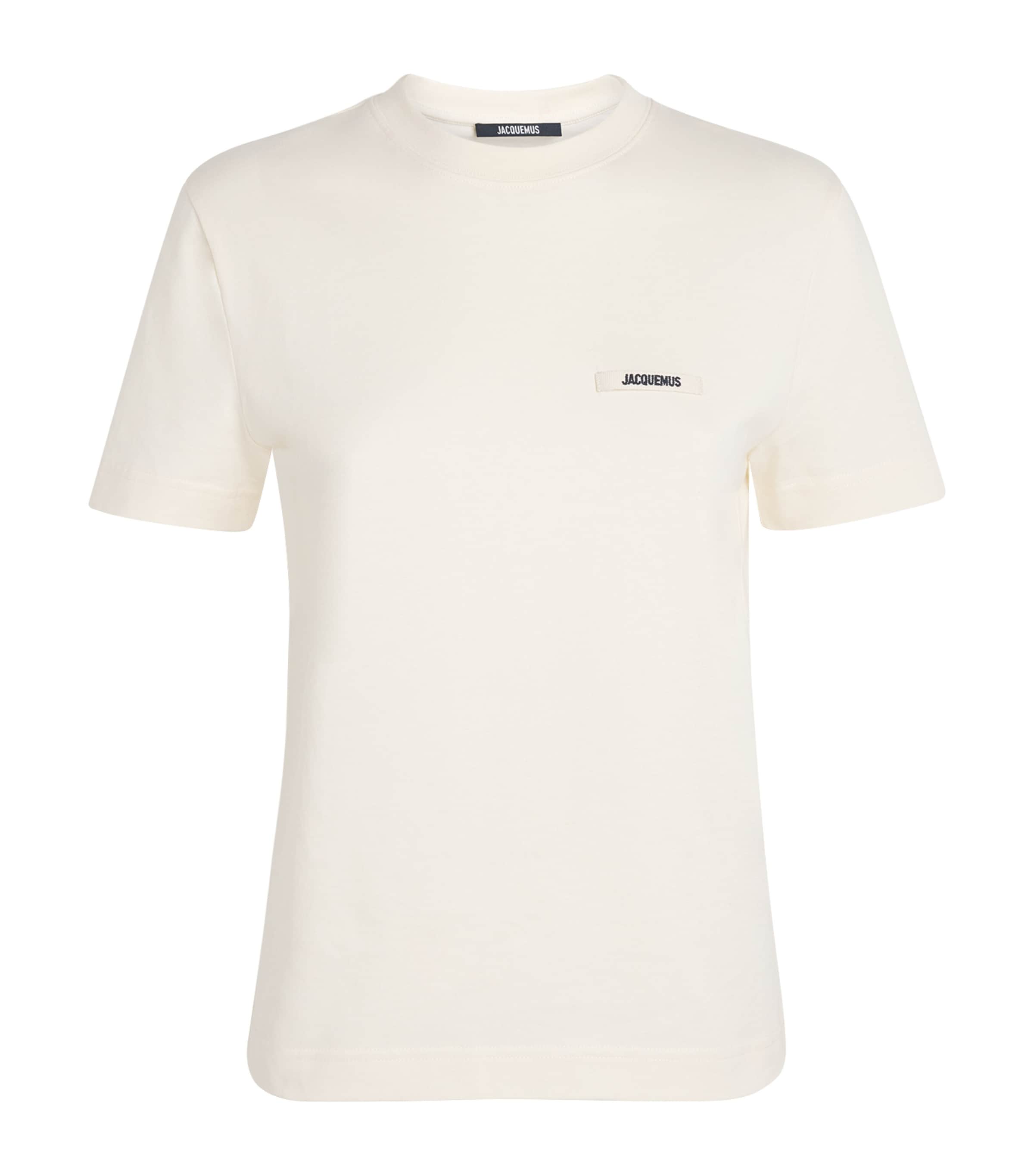 Jacquemus Beige Cotton Grosgrain Logo T-Shirt