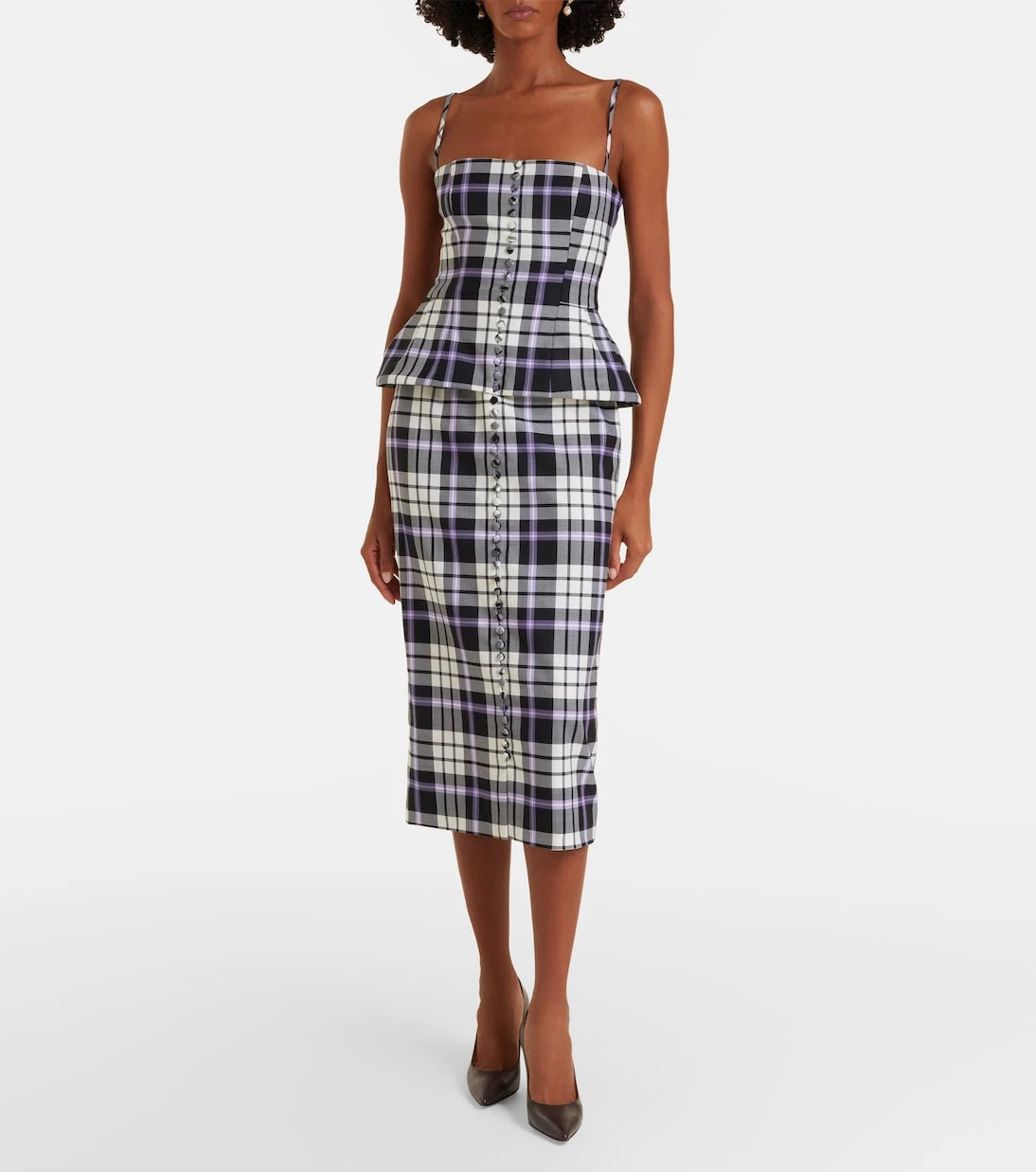 Carolina Herrera - Checked trompe l’œil wool midi dress
