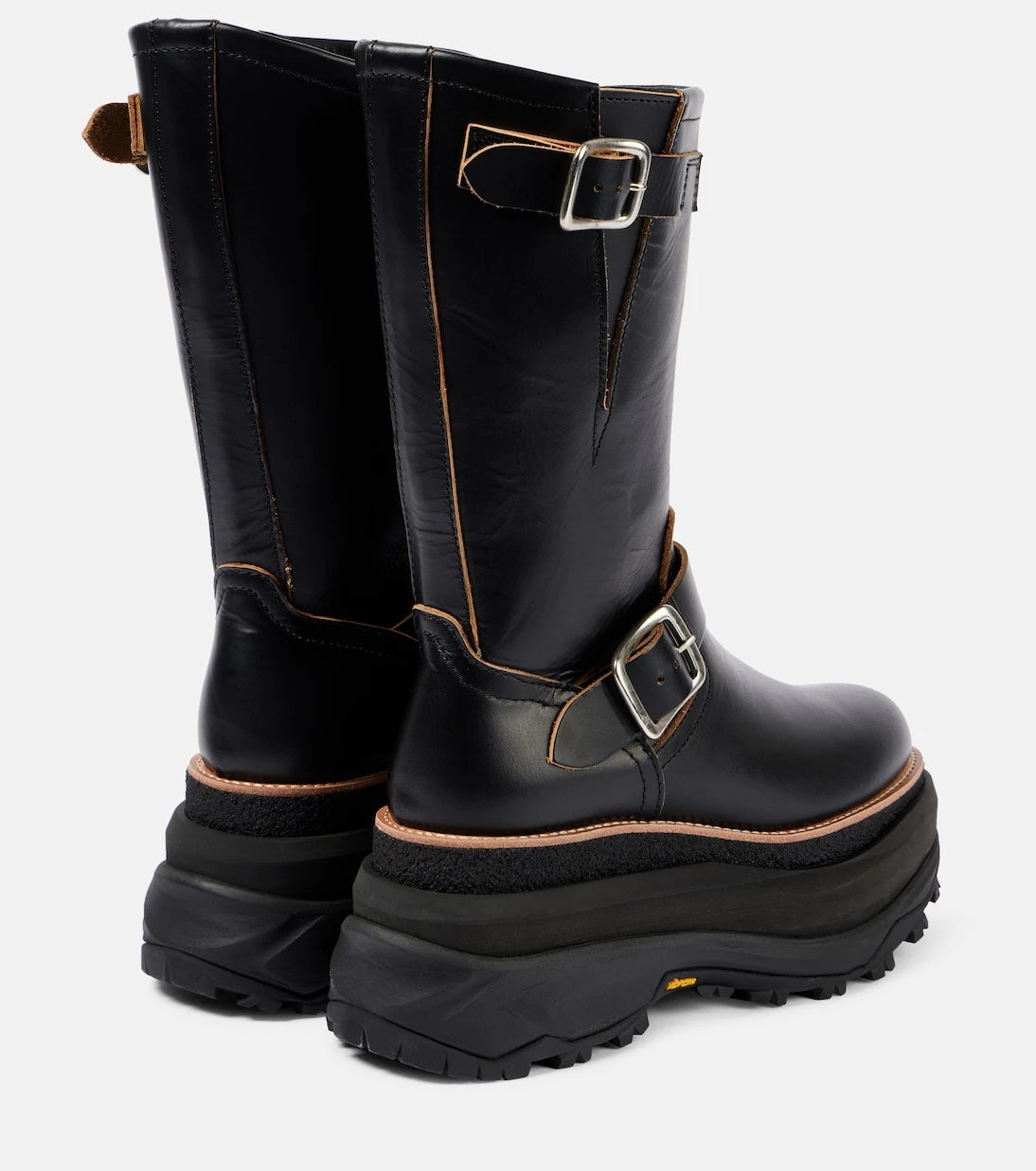 Sacai - Leather platform biker boots