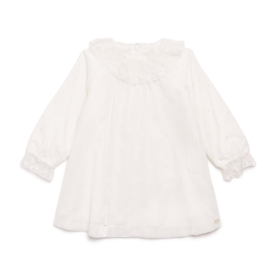 Tartine et Chocolat Ivory Velvet Glitter-Detail Dress (3 Months-4 Years)