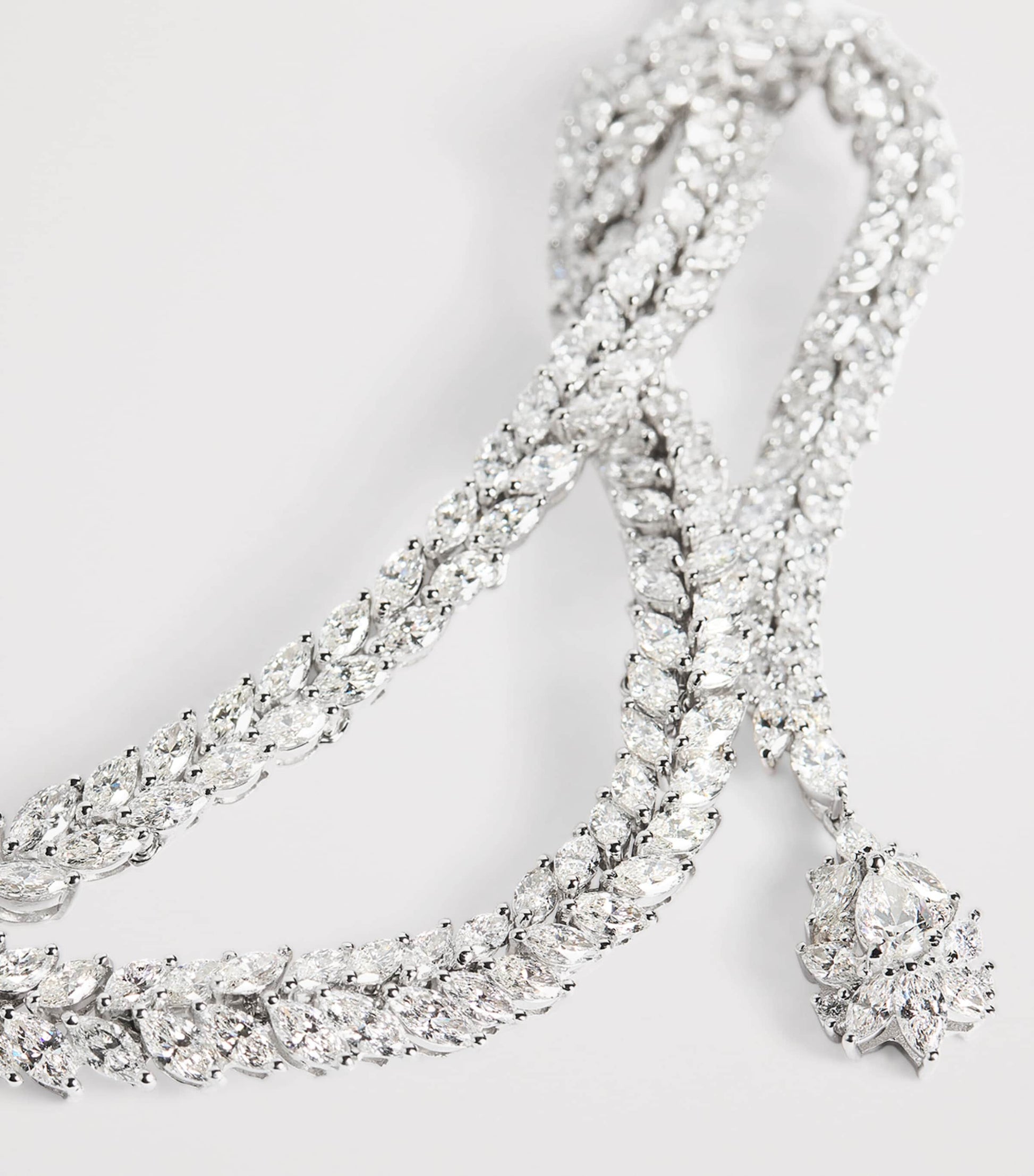 White Gold and Diamond Y-Couture Leaf Choker