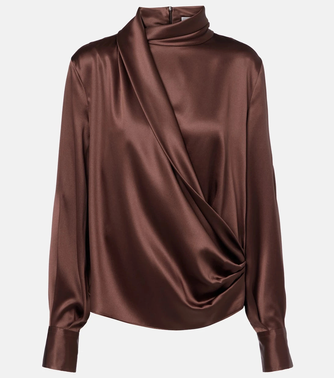 Brunello Cucinelli - Draped silk-blend satin blouse