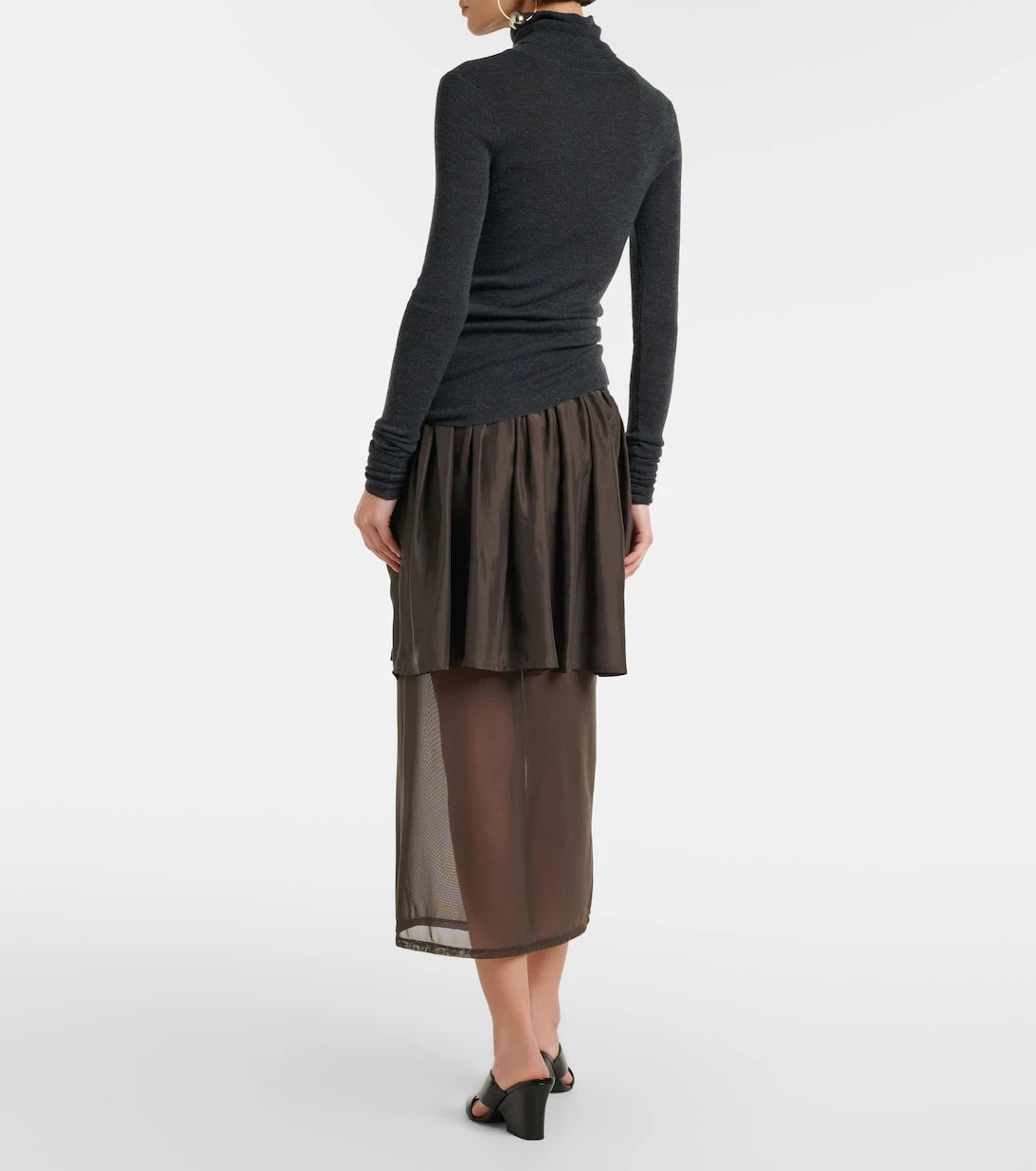 Lemaire - Draped semi-sheer silk midi skirt