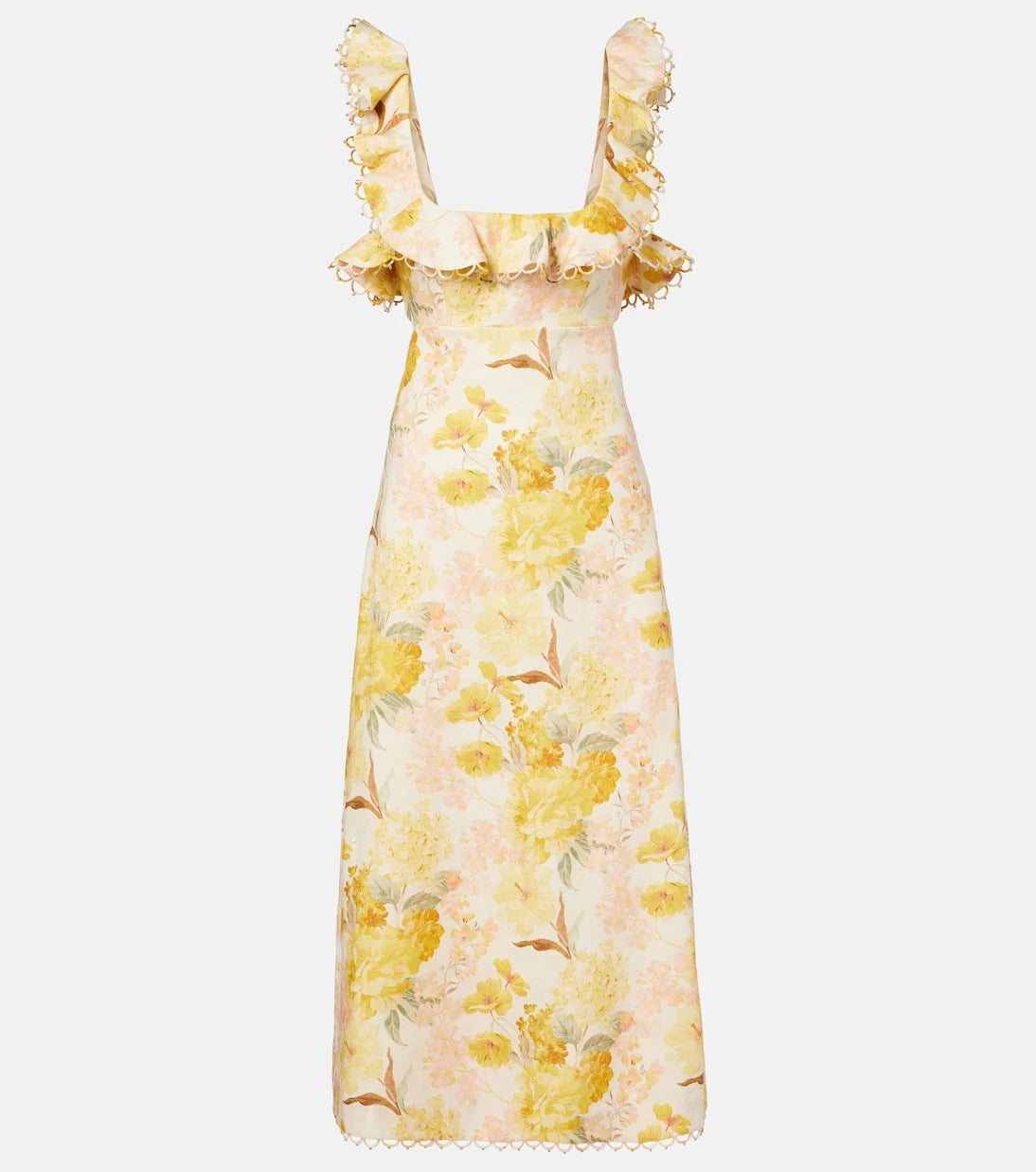 Zimmermann - Como floral ruffled linen midi dress