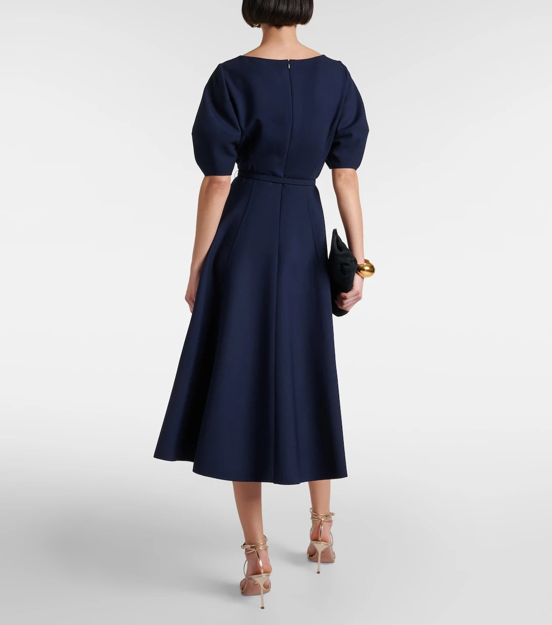Oscar de la Renta - Puff-sleeve wool-blend midi dress