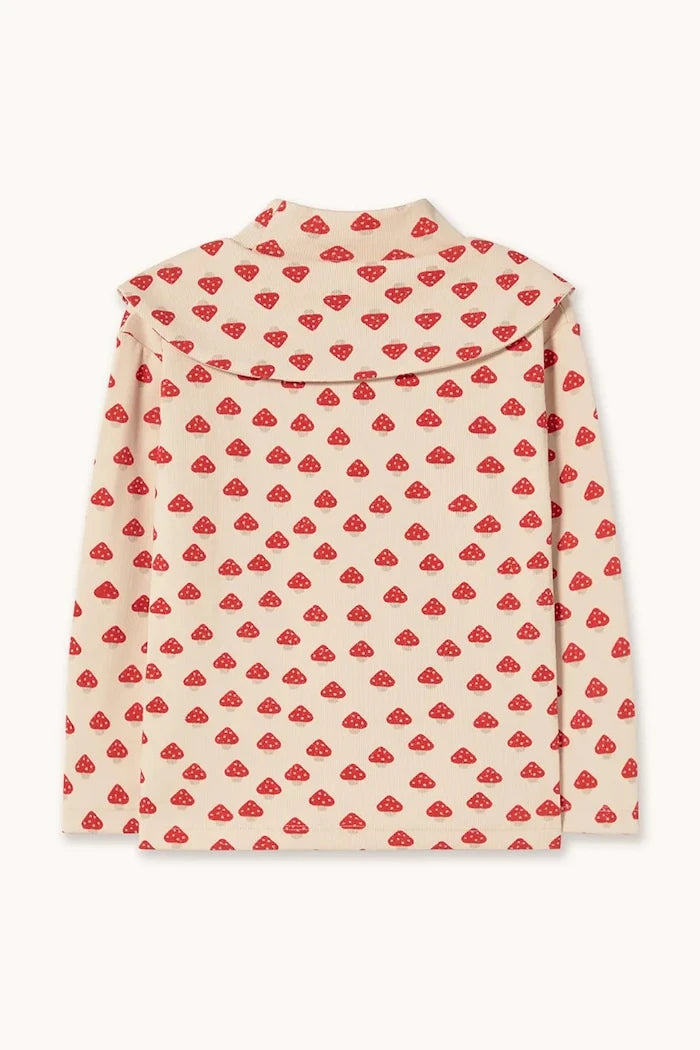 Çocuklar için pamuk ve elastan karışımlı uzun kollu bluz MINI MUSHROOMS MOCKNECK