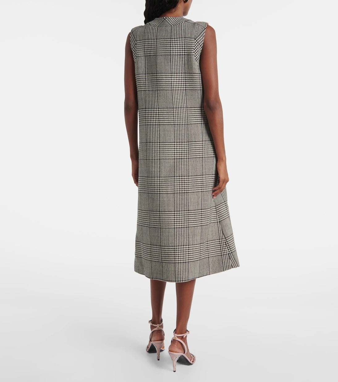 Valentino - Houndstooth virgin wool midi dress