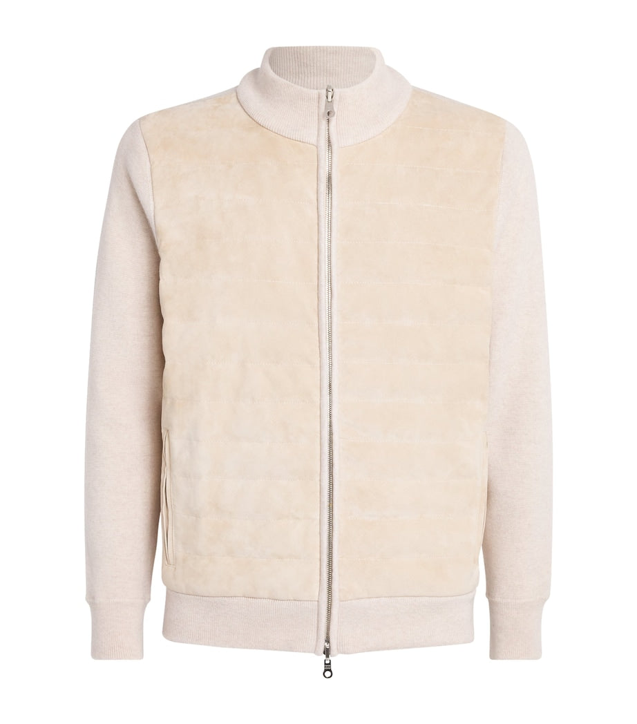 Suede-Trim Cashmere Davos Jacket