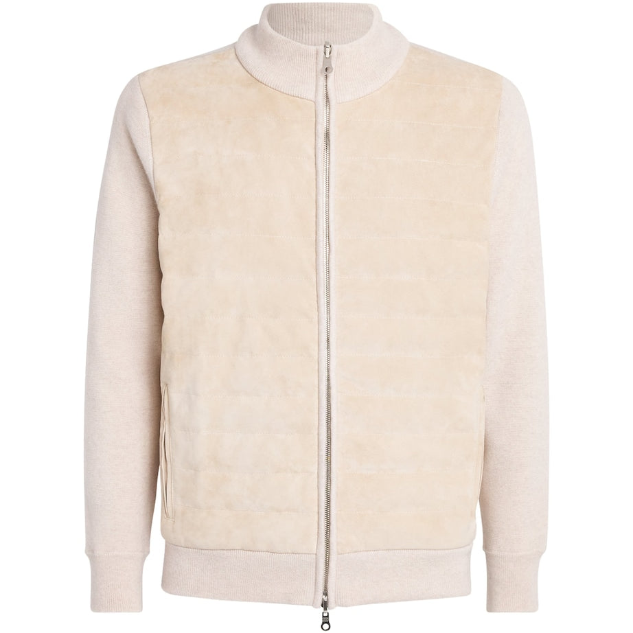 Suede-Trim Cashmere Davos Jacket