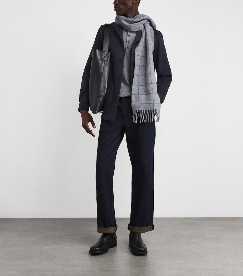 100HANDS Navy Cashmere Single-Breasted Jacket