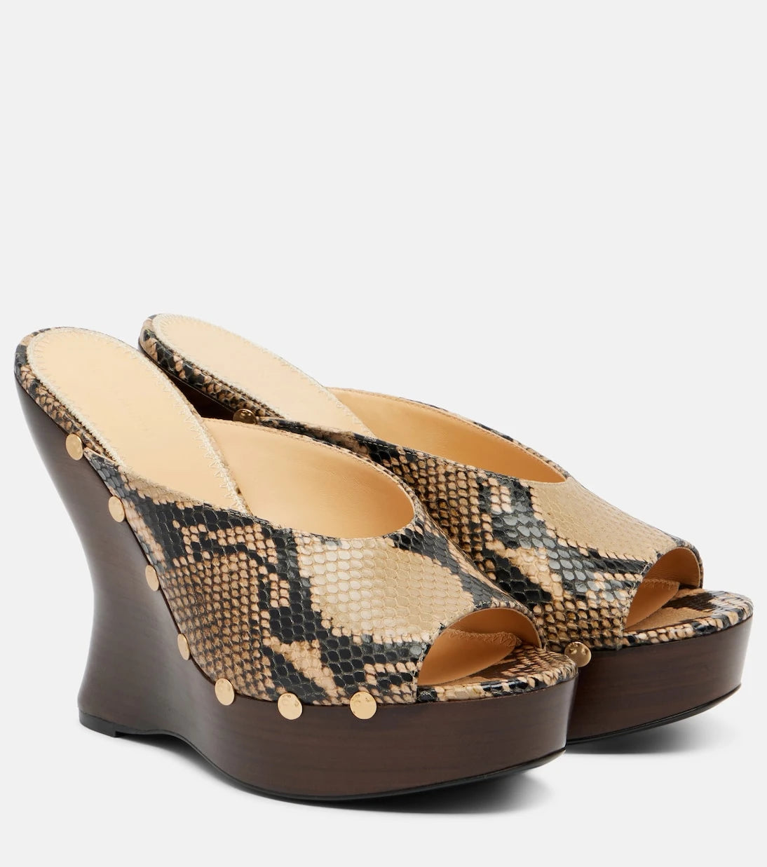 Magda Butrym - Snake-effect leather wedge mules