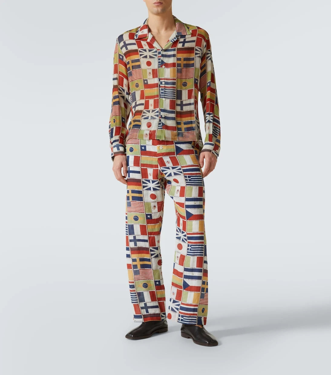Bode - International printed linen straight pants