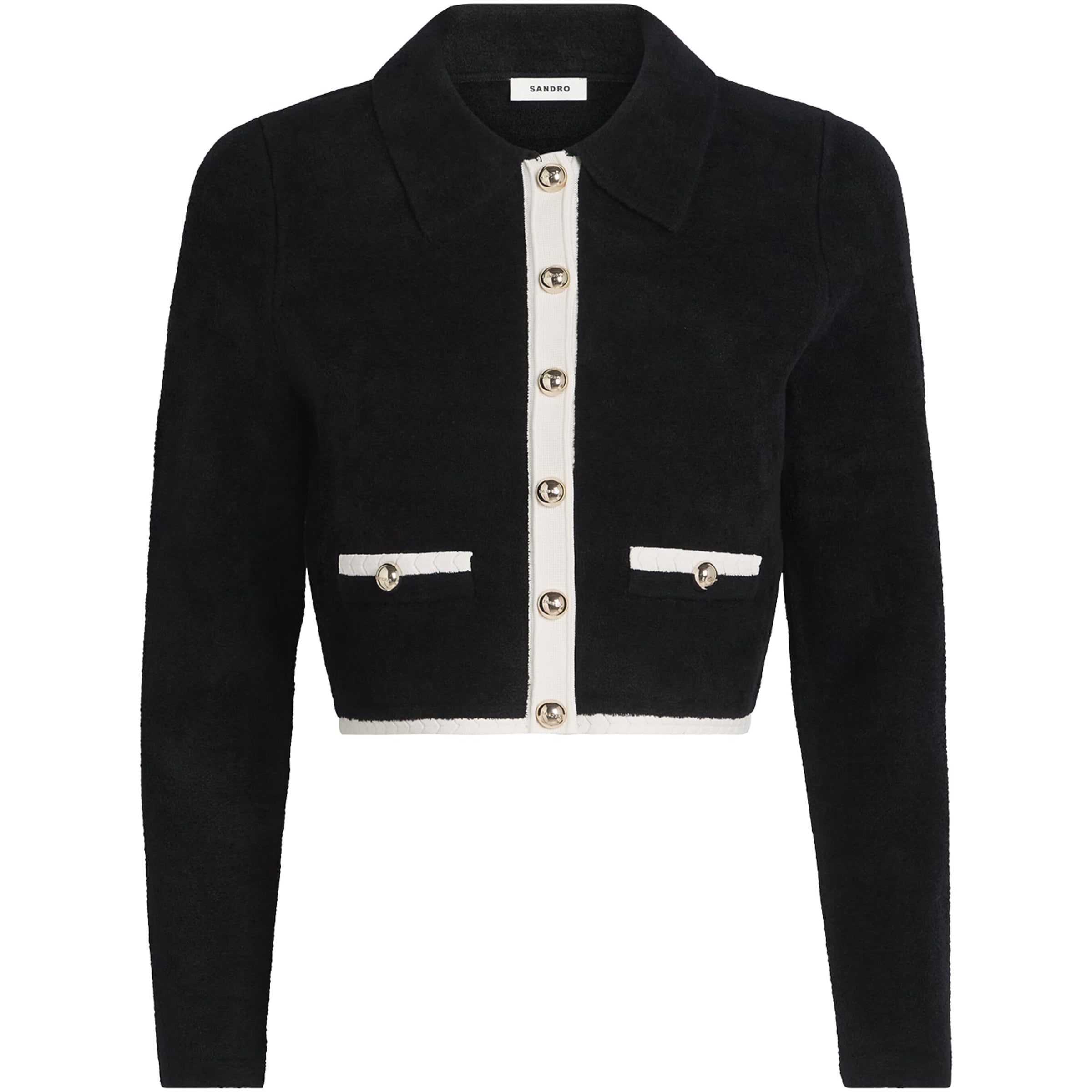 Velvet Two-Tone Cardigan BLACK