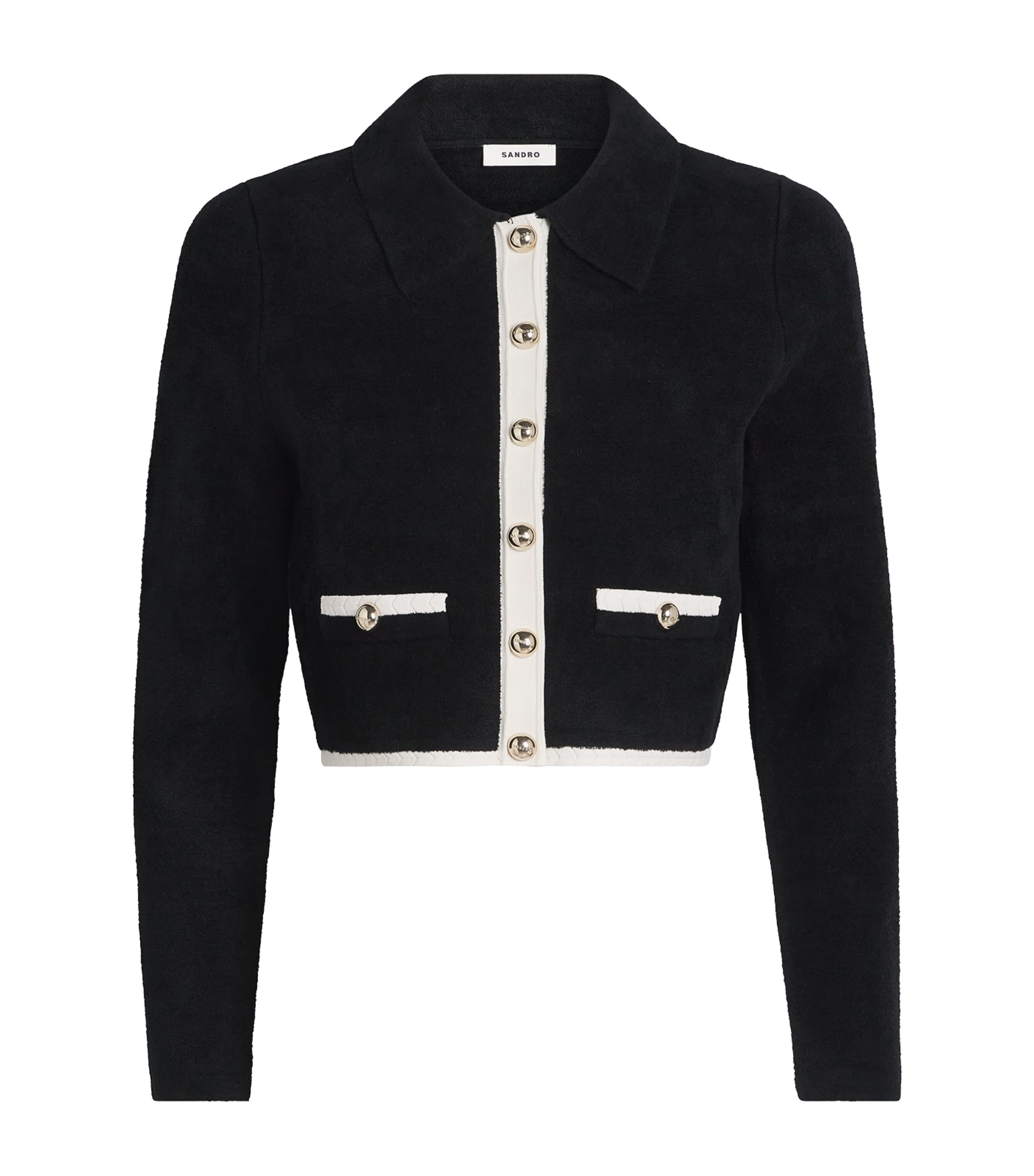Velvet Two-Tone Cardigan BLACK