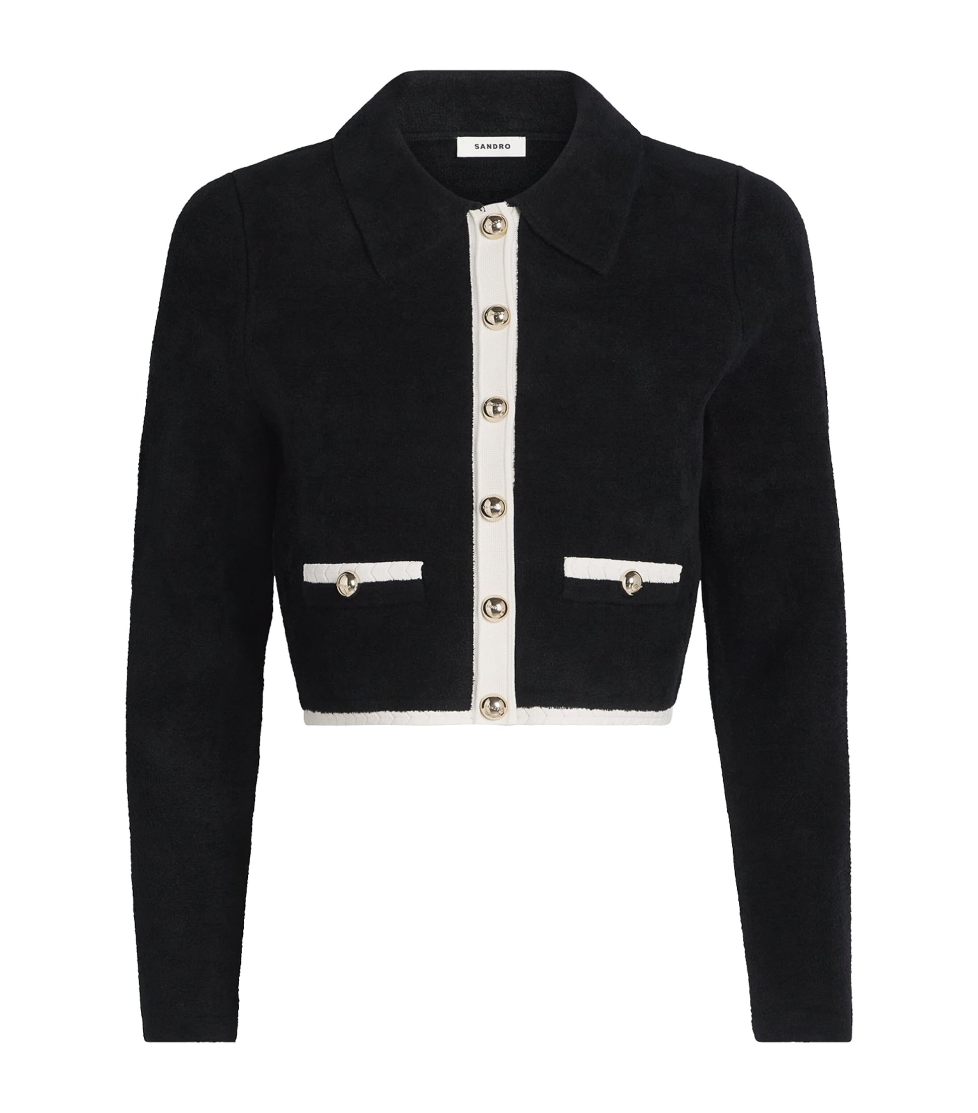 Velvet Two-Tone Cardigan BLACK