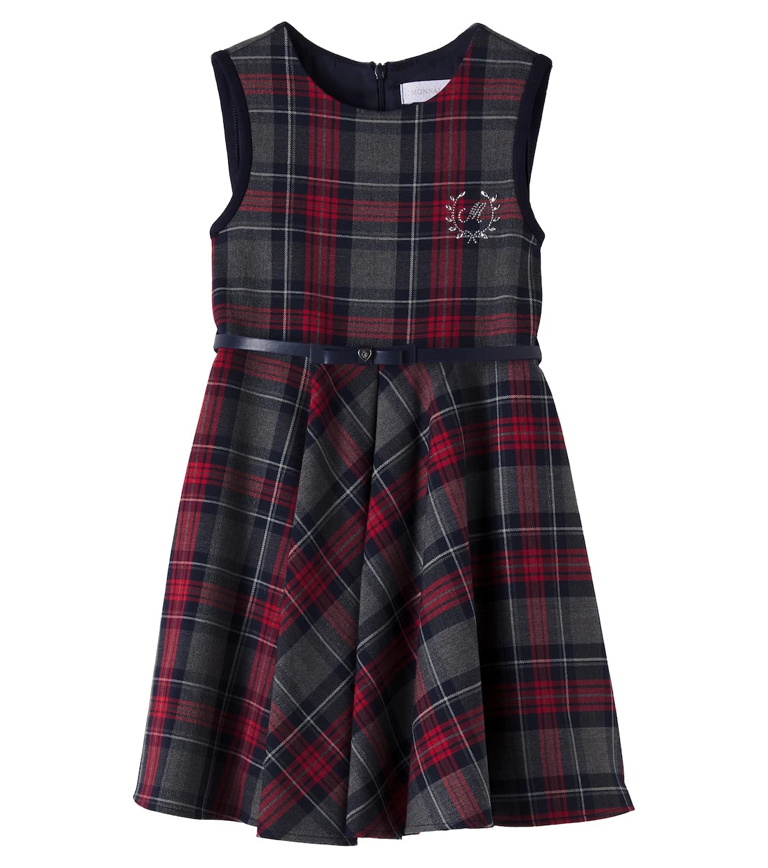 Monnalisa - Belted checked pleated dress