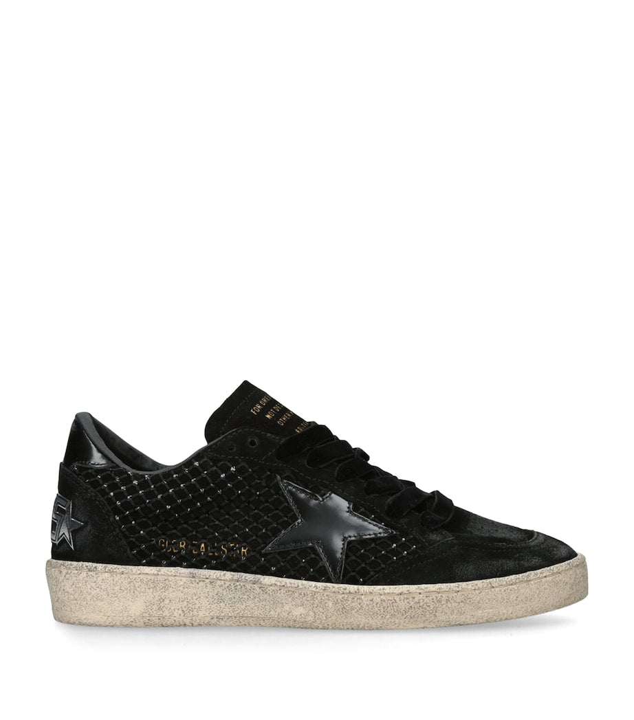 Golden Goose Black Suede and Swarovski Crystal Ball Star Sneakers