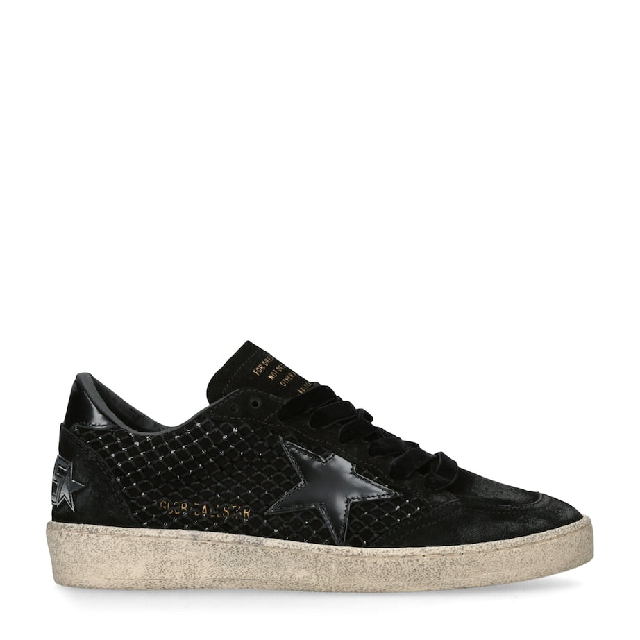 Golden Goose Black Suede and Swarovski Crystal Ball Star Sneakers