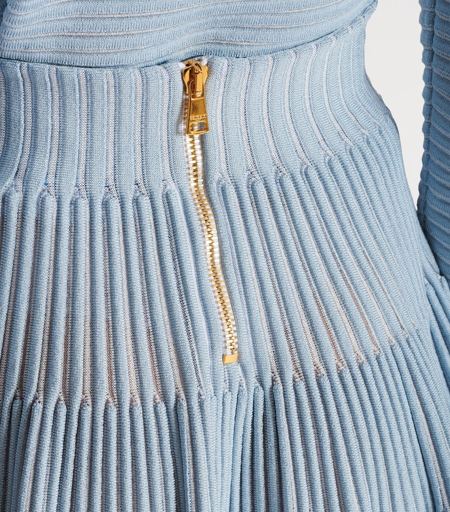 Balmain Blue Knit Mini Skirt