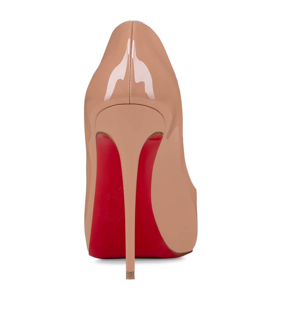 Christian Louboutin Nude Hot Chick Alta Patent Leather Peep Toe Pumps 120