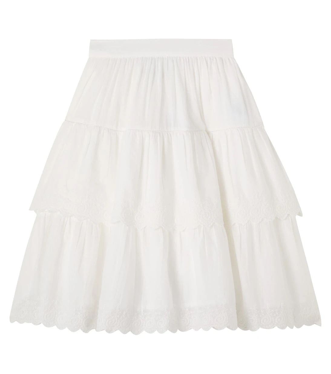 Bonpoint - Lavona embroidered tiered cotton skirt