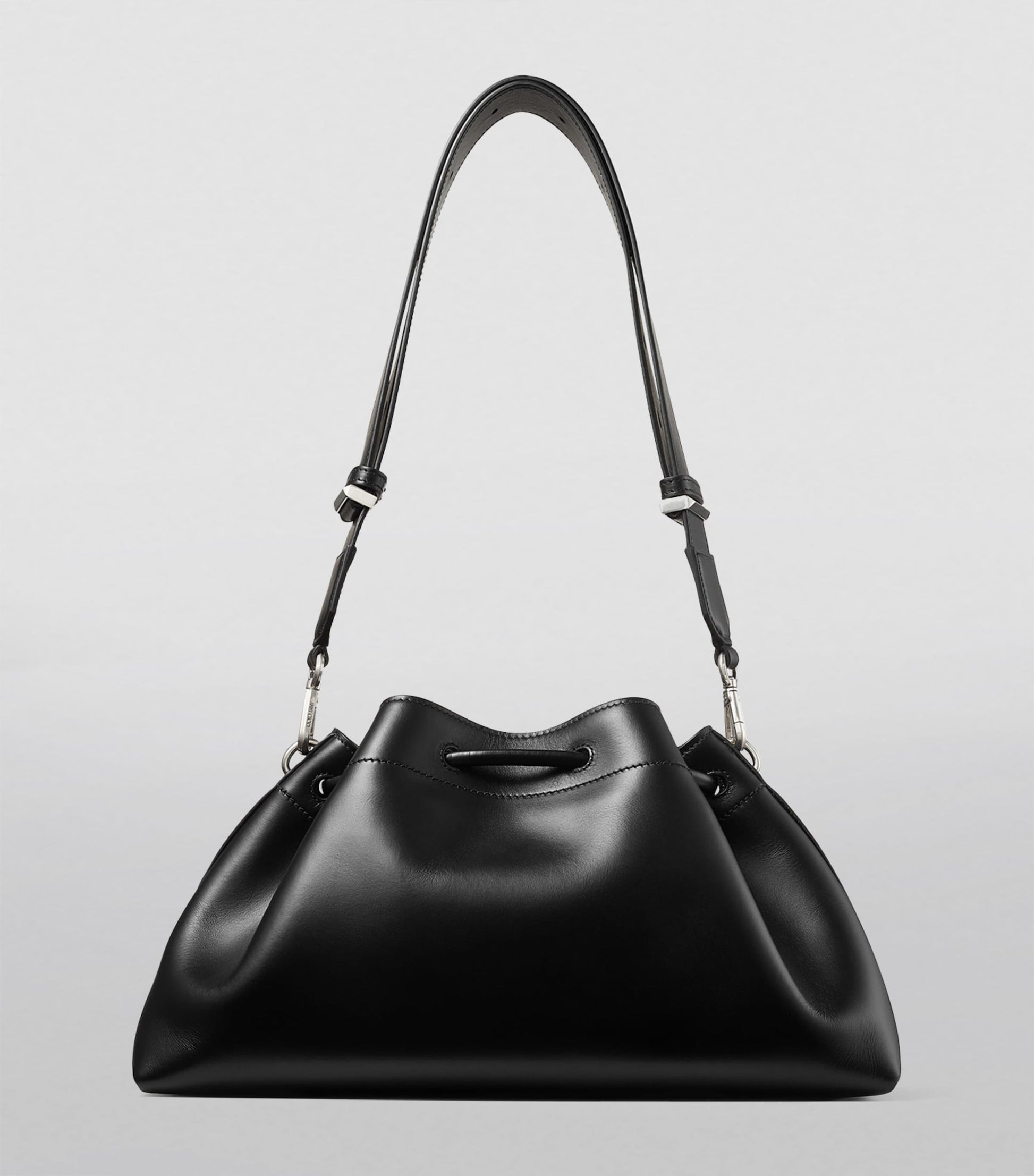 Jimmy Choo Black Medium Leather Cinch Bucket Bag