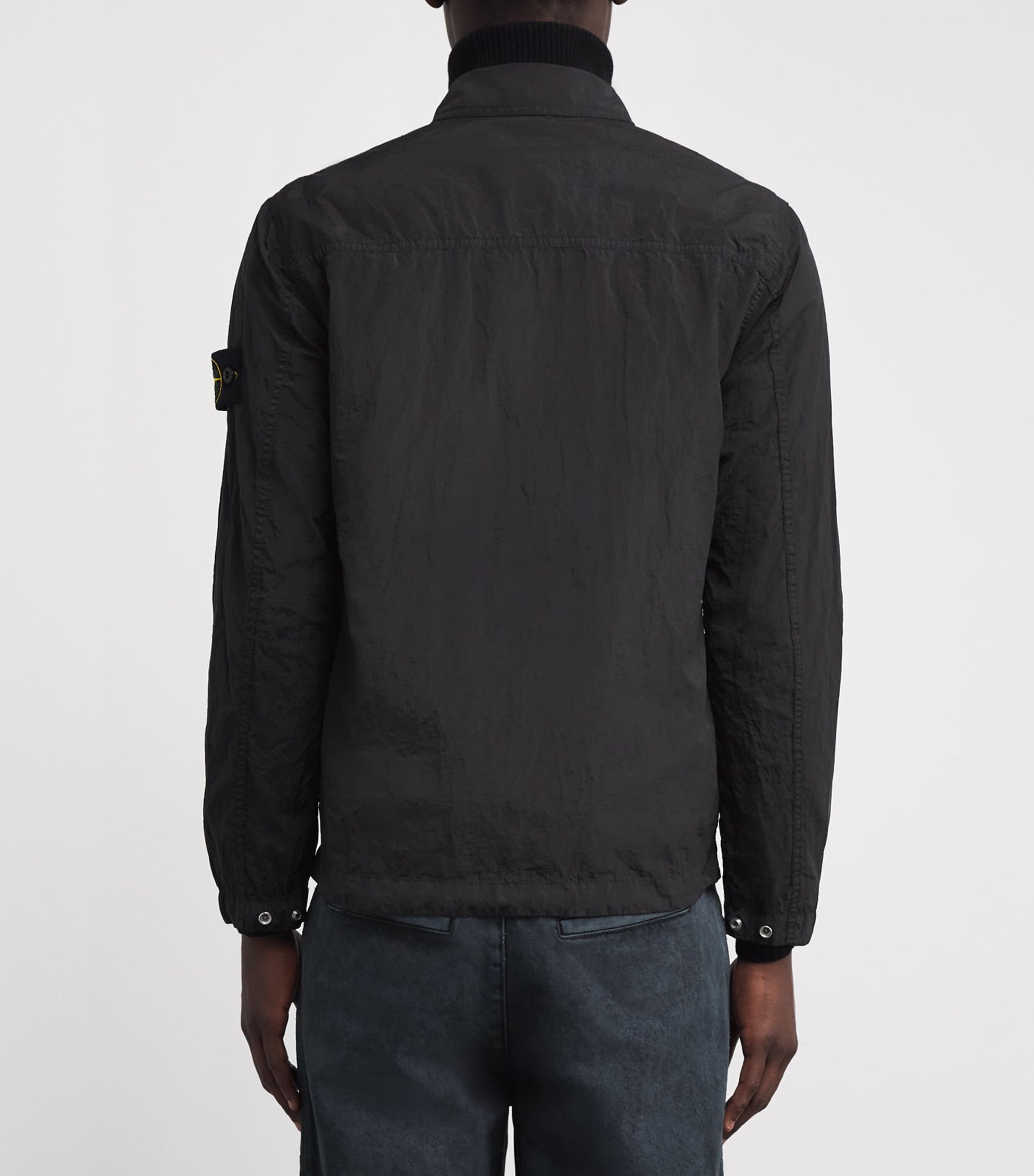 Stone Island Black Nylon Compass Oversized Shirt Jacket
