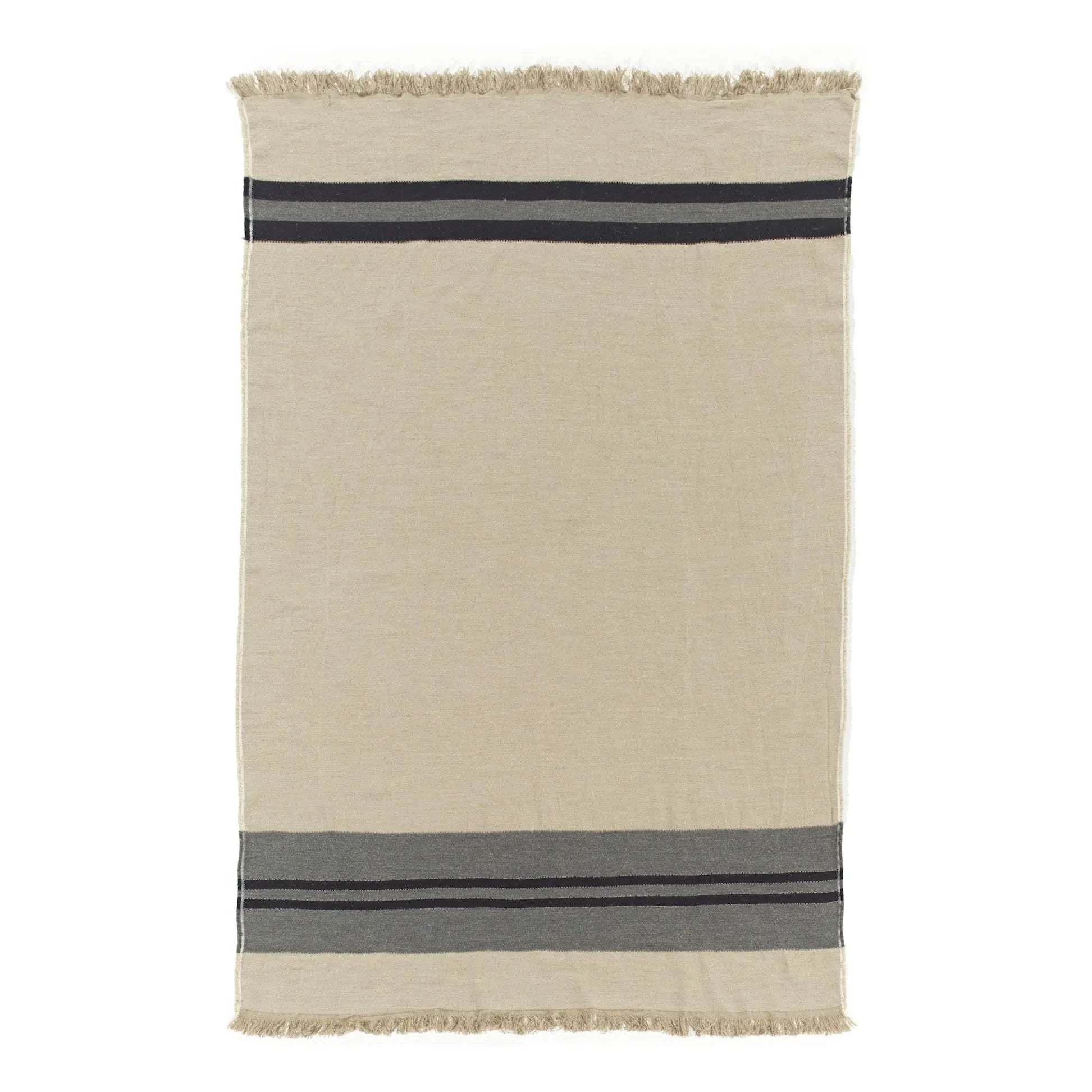 Libeco - Black House Stripe linen throw | Carbon