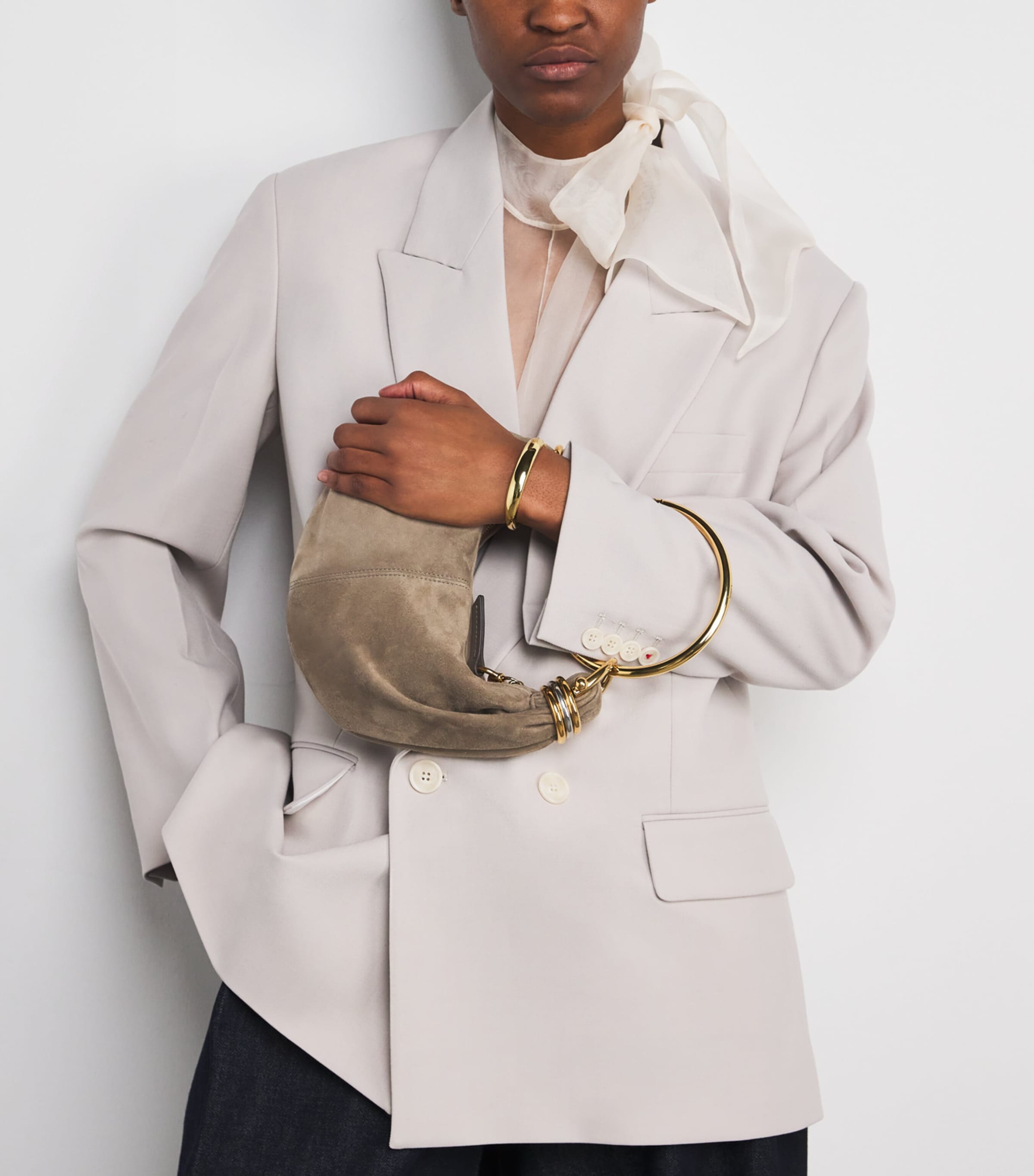 Chloé Grey Mini Suede Bracelet Hobo Bag