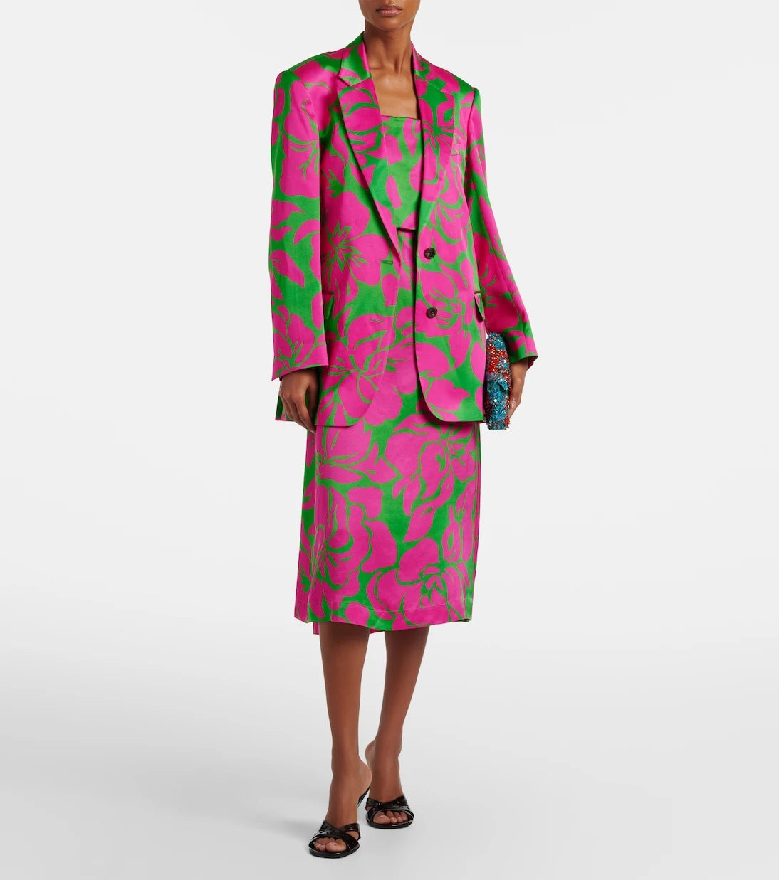 Dries Van Noten - Floral satin midi dress