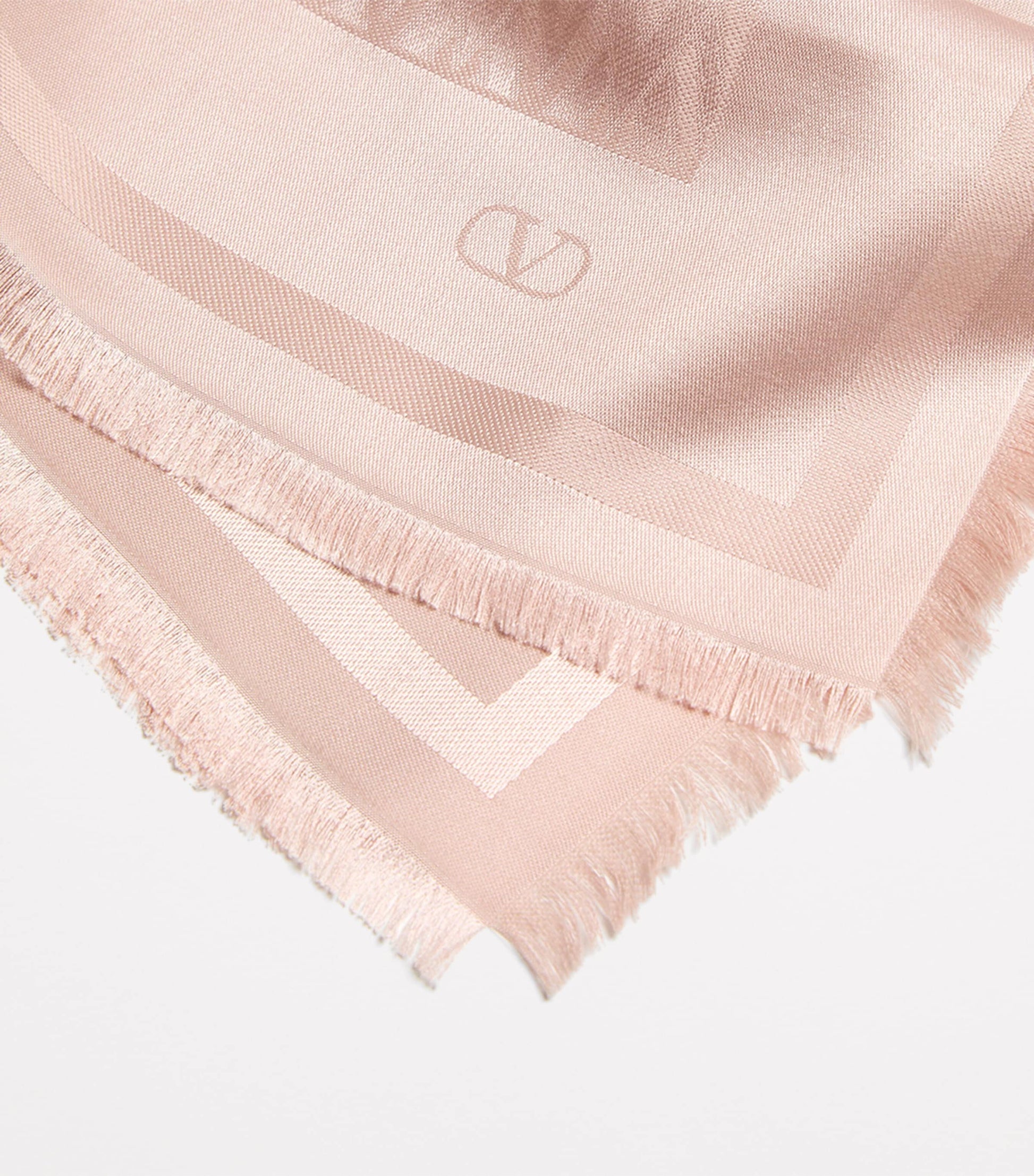 Valentino Garavani Pink Silk-Wool Toute La V Shawl