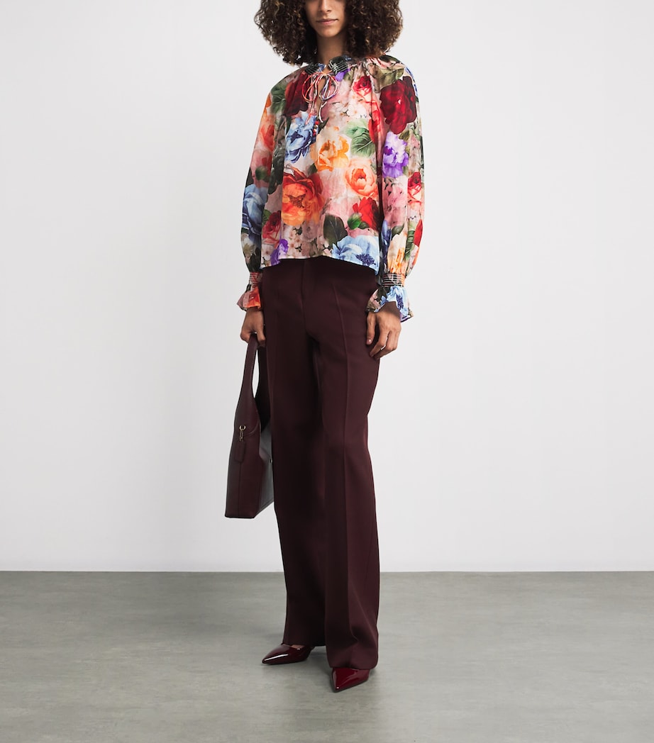 Alice+Olivia Multi Cotton-Silk Norah Peasant Blouse