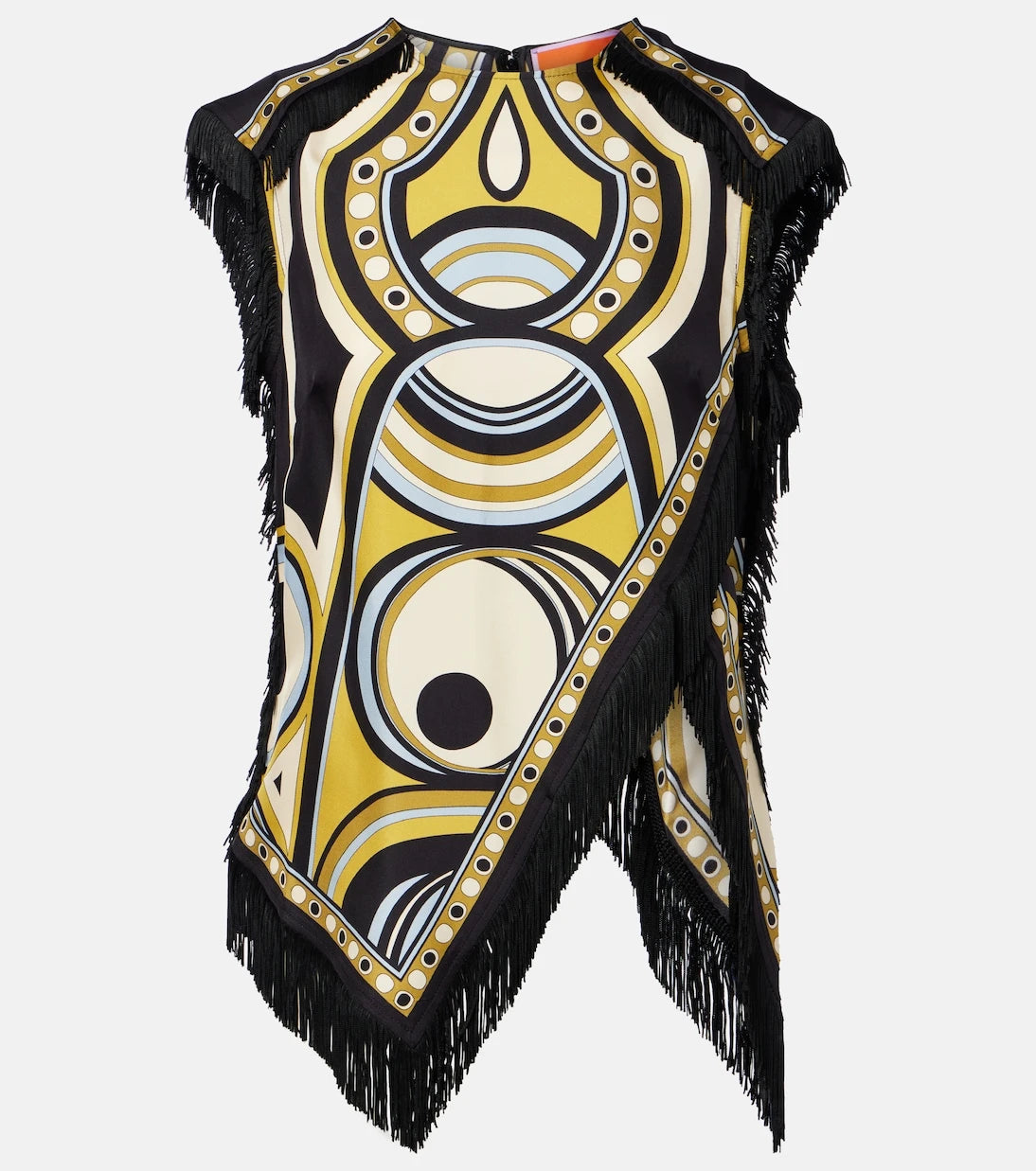 La DoubleJ - Scarf fringed printed silk voile top