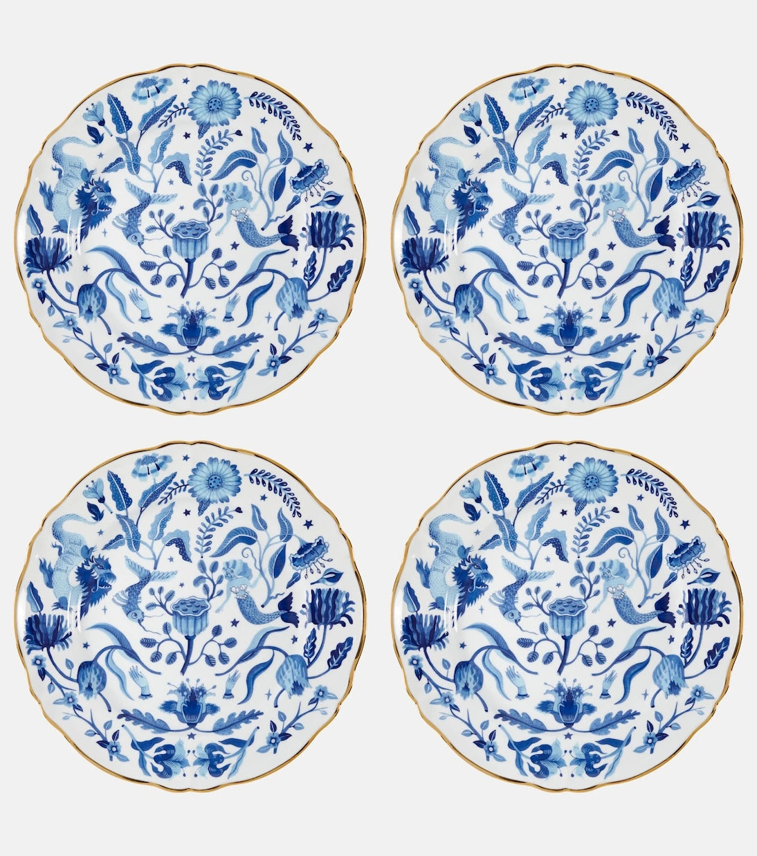 Bitossi - Marino set of 4 porcelain dinner plates