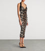 Balmain Brown Leopard Jacquard Midi Dress