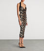 Balmain Brown Leopard Jacquard Midi Dress