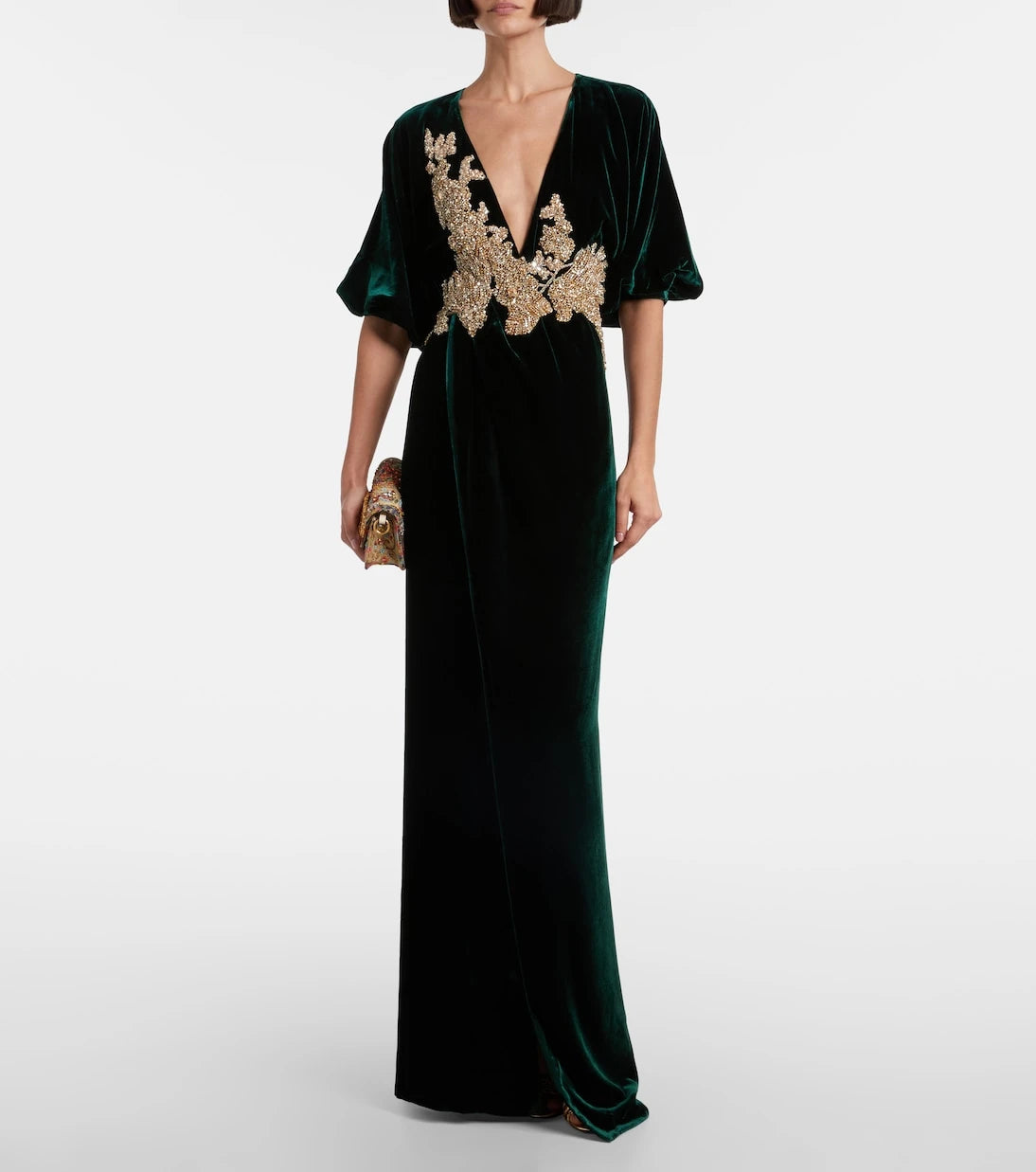 Costarellos - Floral velvet maxi dress