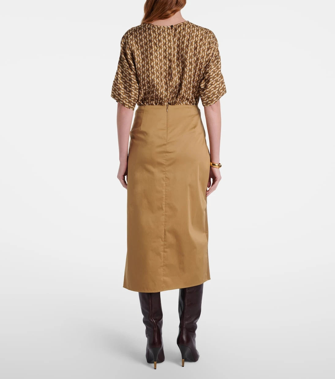 Max Mara - Paggi cotton-blend satin midi skirt