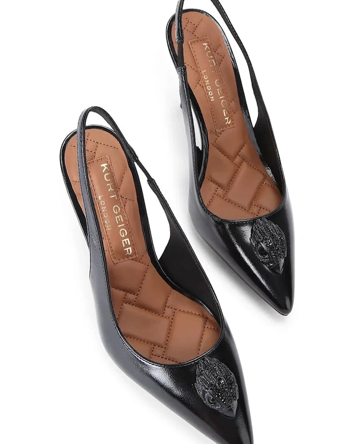 Kurt Geiger London Belgravia High Sling Dr Siyah Rugan Topuklu Ayakkabı