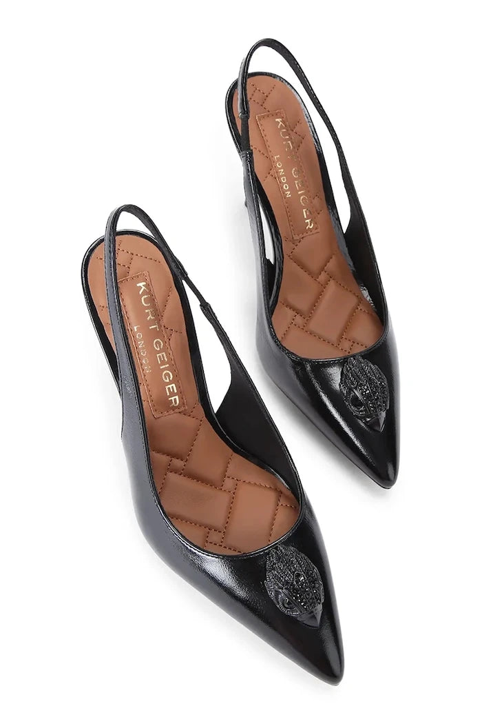 Kurt Geiger London обувки с ток от кожа Belgravia High Sling Dr Black Patent