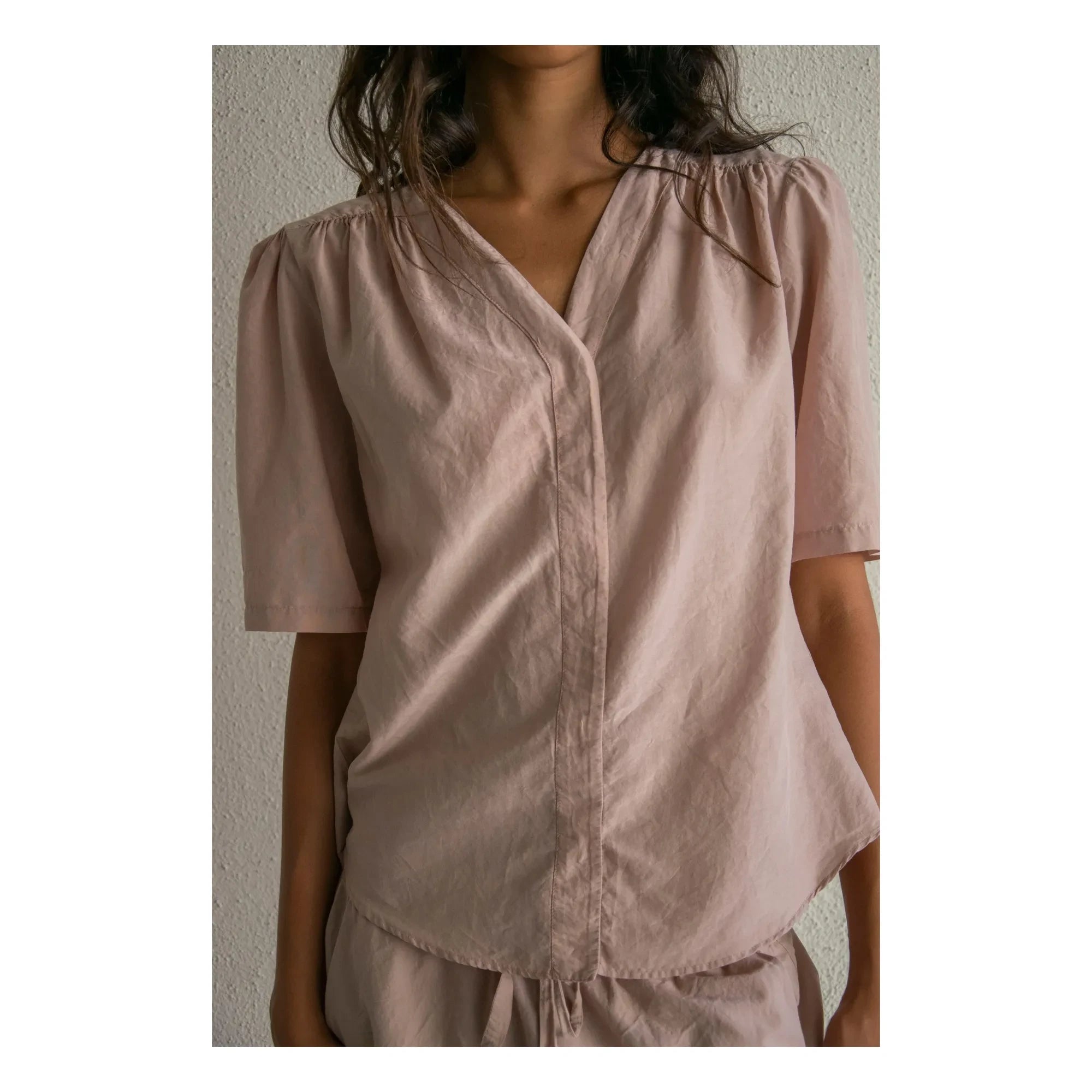 THEAVANT - Blouse Carine Popeline de Soie et Coton | Beige