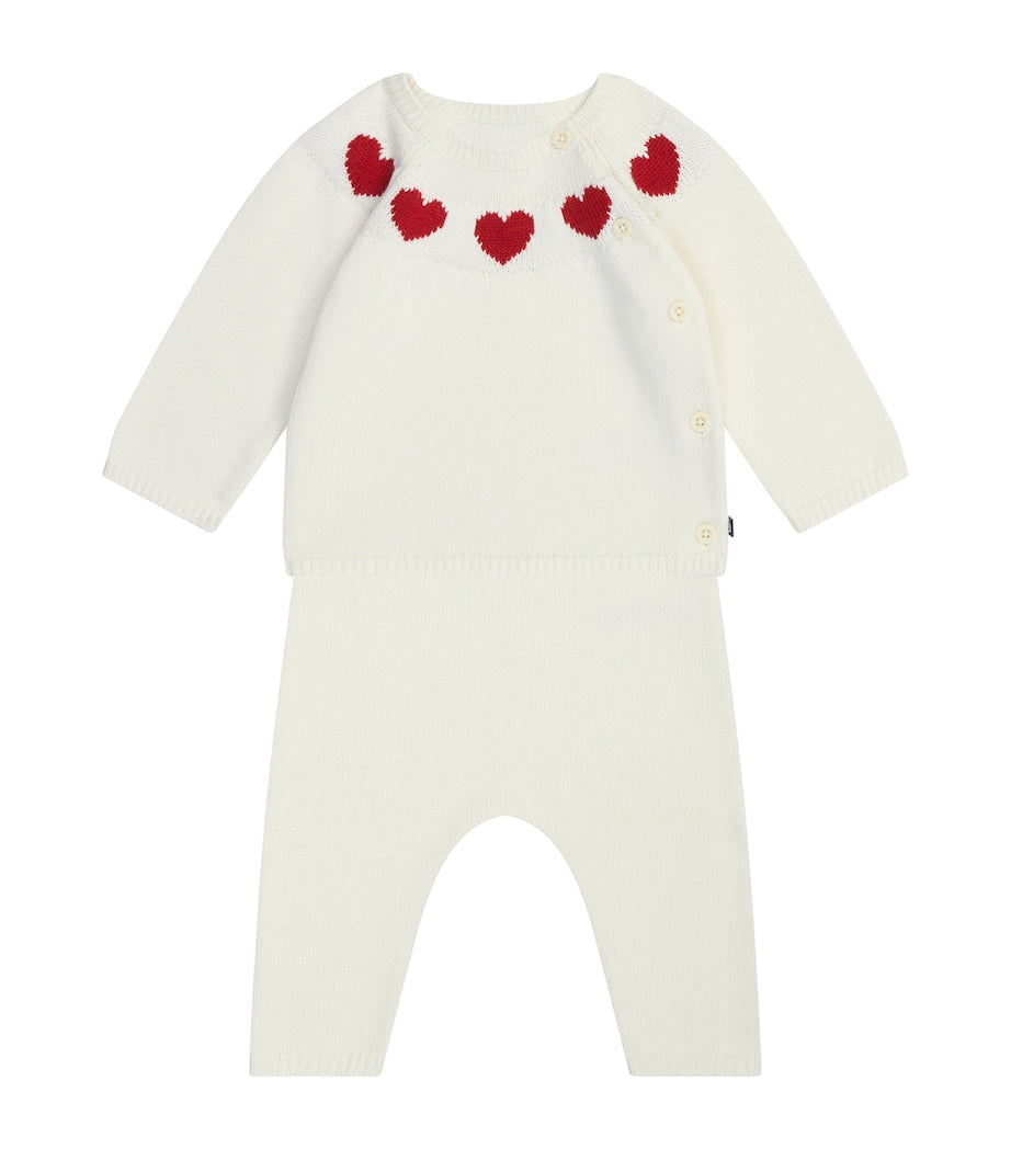 Petit Bateau Wool-Cotton Knitted Cardigan and Trousers Set (3-18 Months)