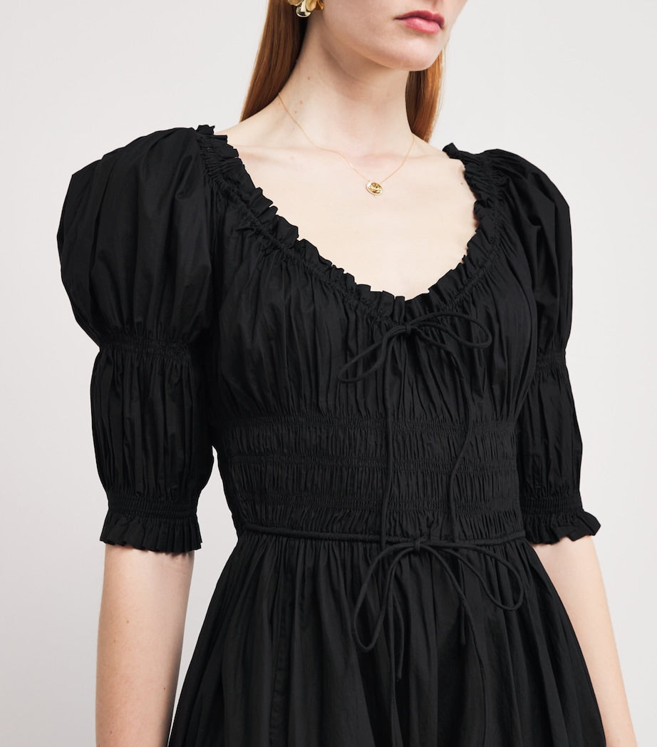 DÔEN Black Organic Cotton-Blend Ischia Midi Dress