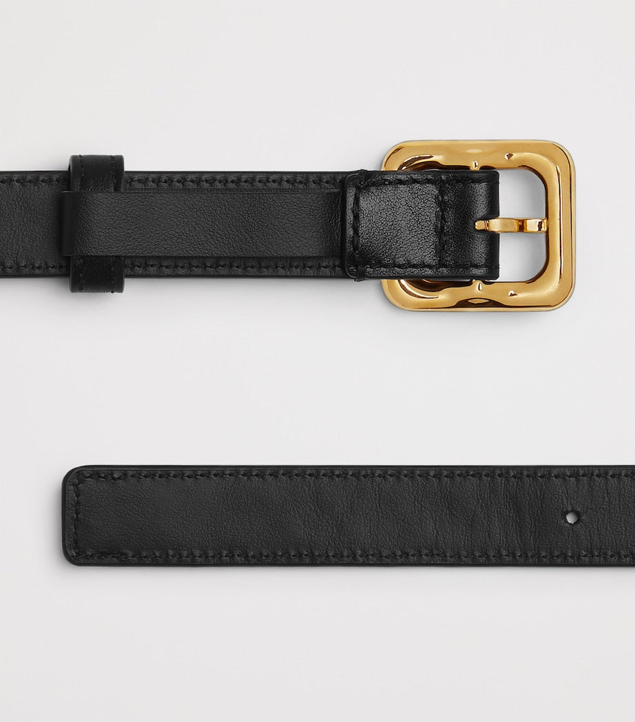 Bottega Veneta Black Calfskin Intrecciato Belt