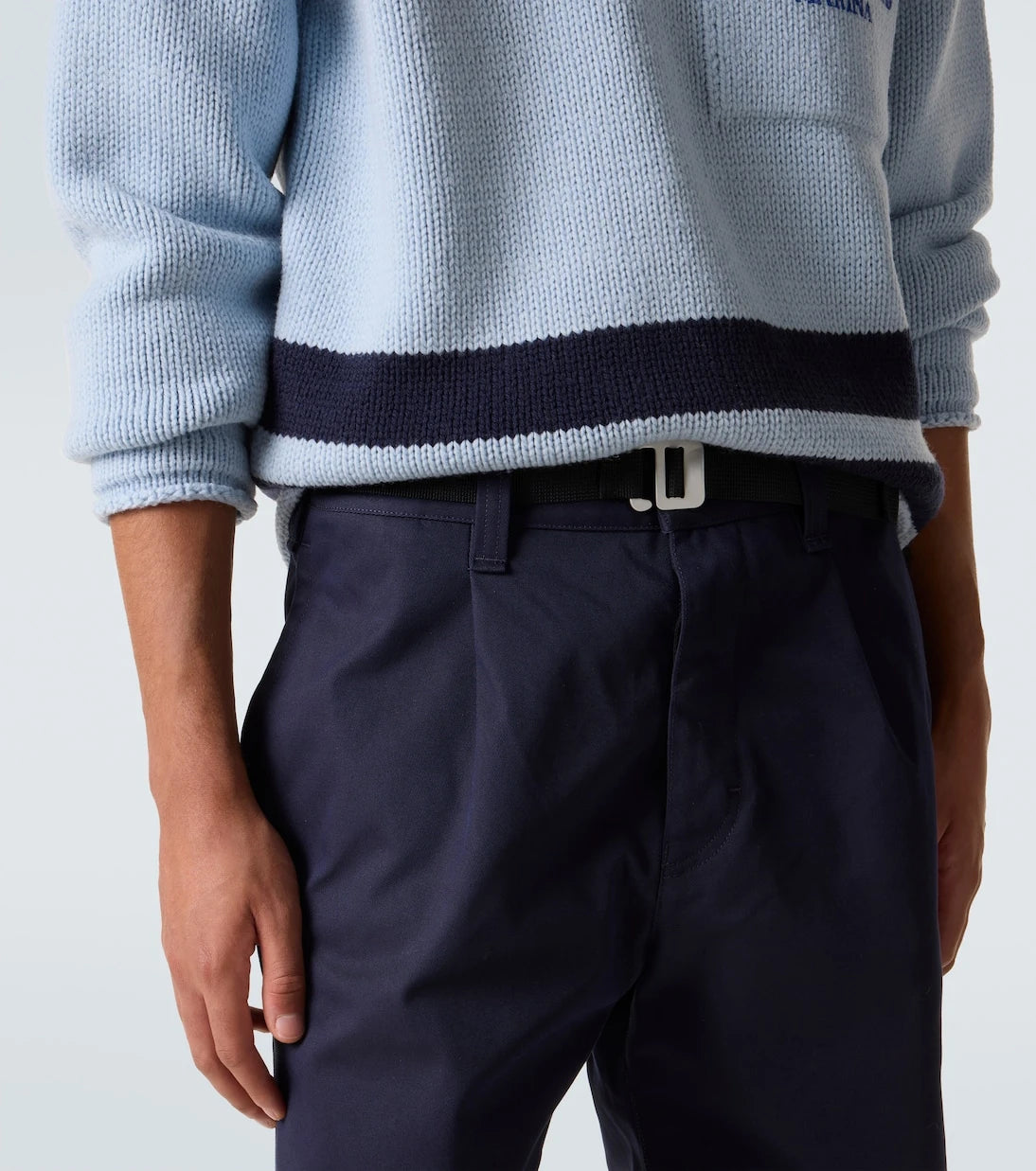 Stone Island - بنطلون مستقيم من قماش الغبردين بحزام