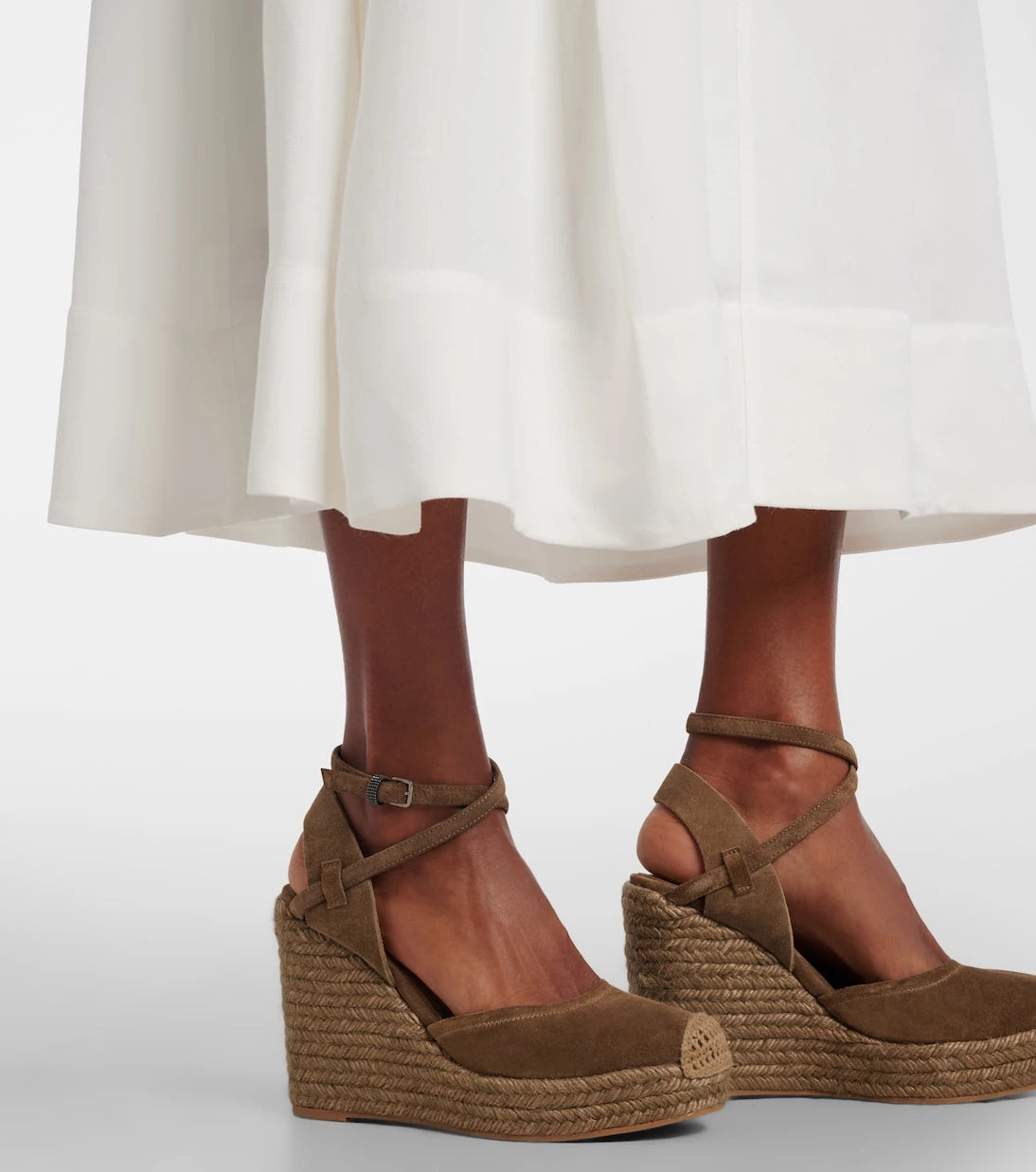 Brunello Cucinelli - Monili 80 suede espadrille wedges