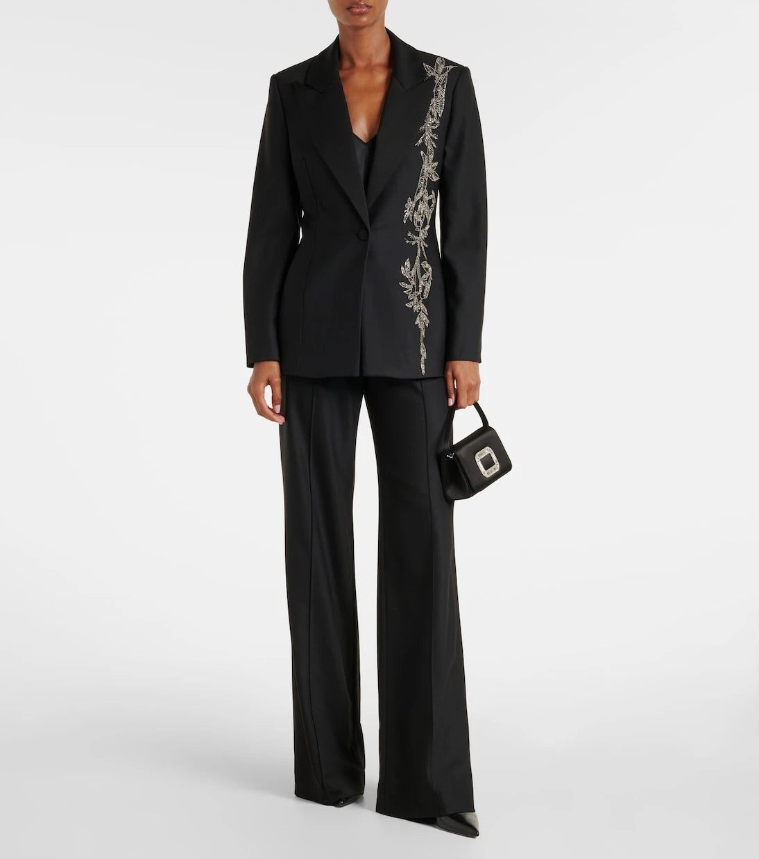 Costarellos - Pleated wool-blend wide-leg pants