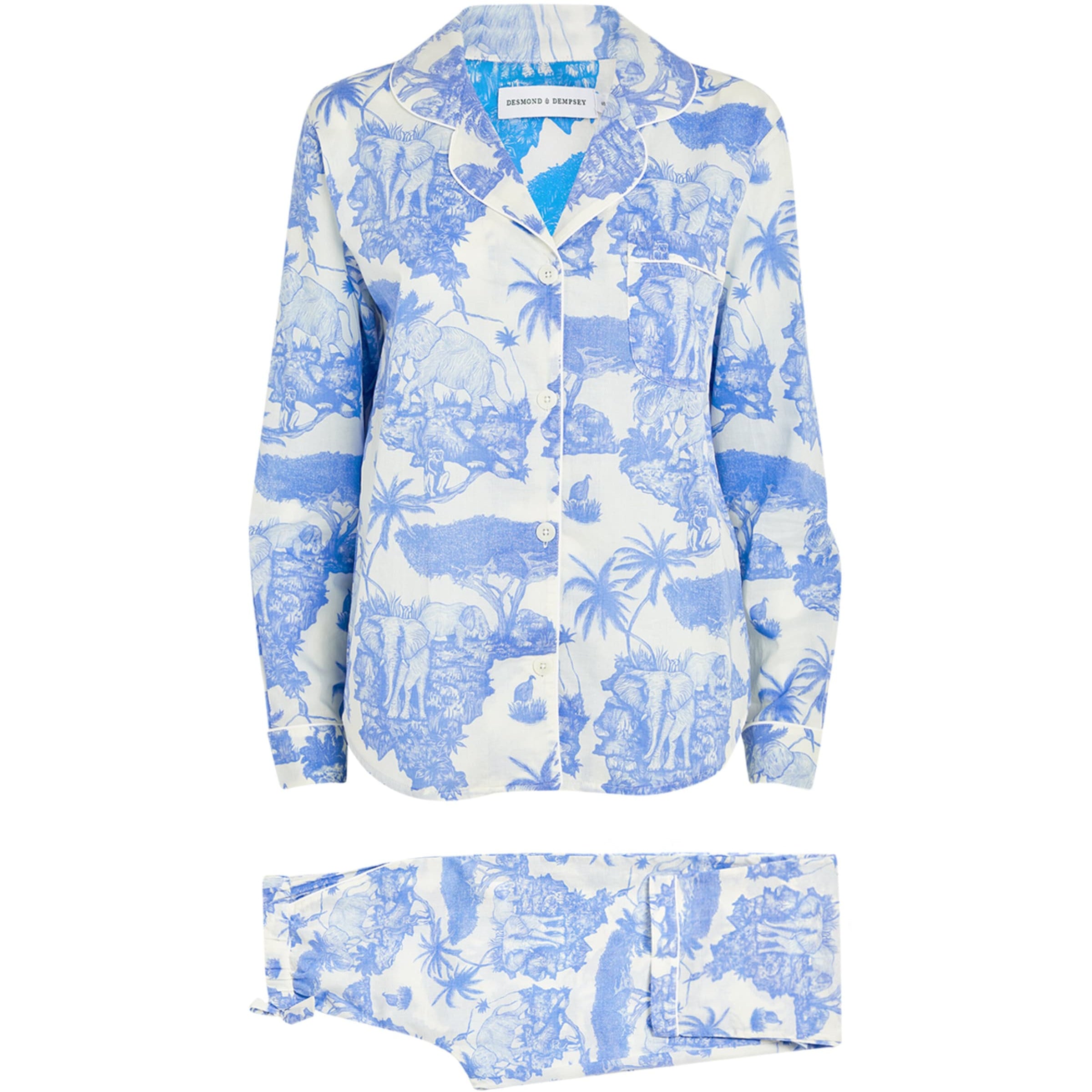 Desmond & Dempsey Blue Long Pyjama Set