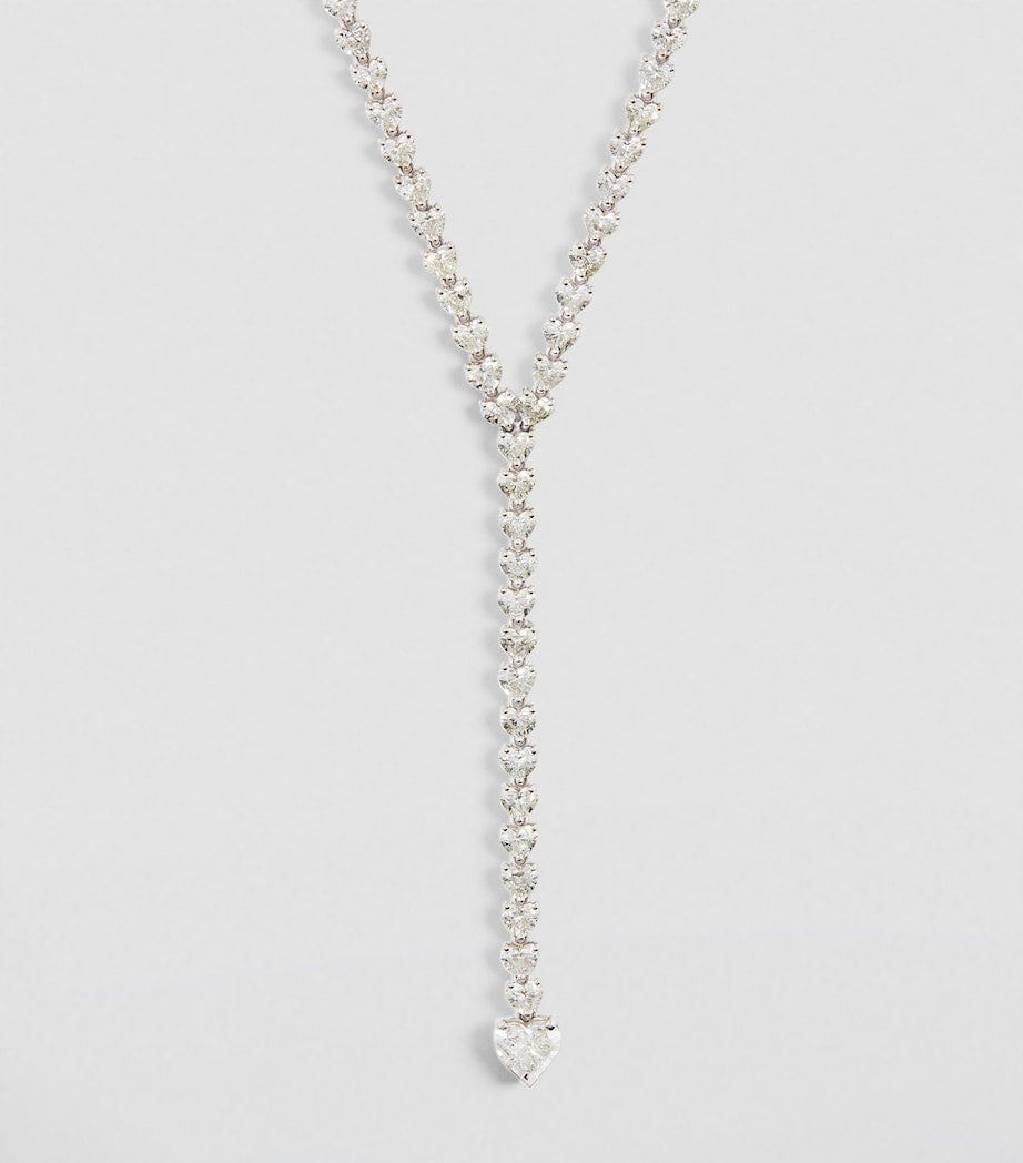SHAY White Gold and Diamond Heart Y Drop Necklace